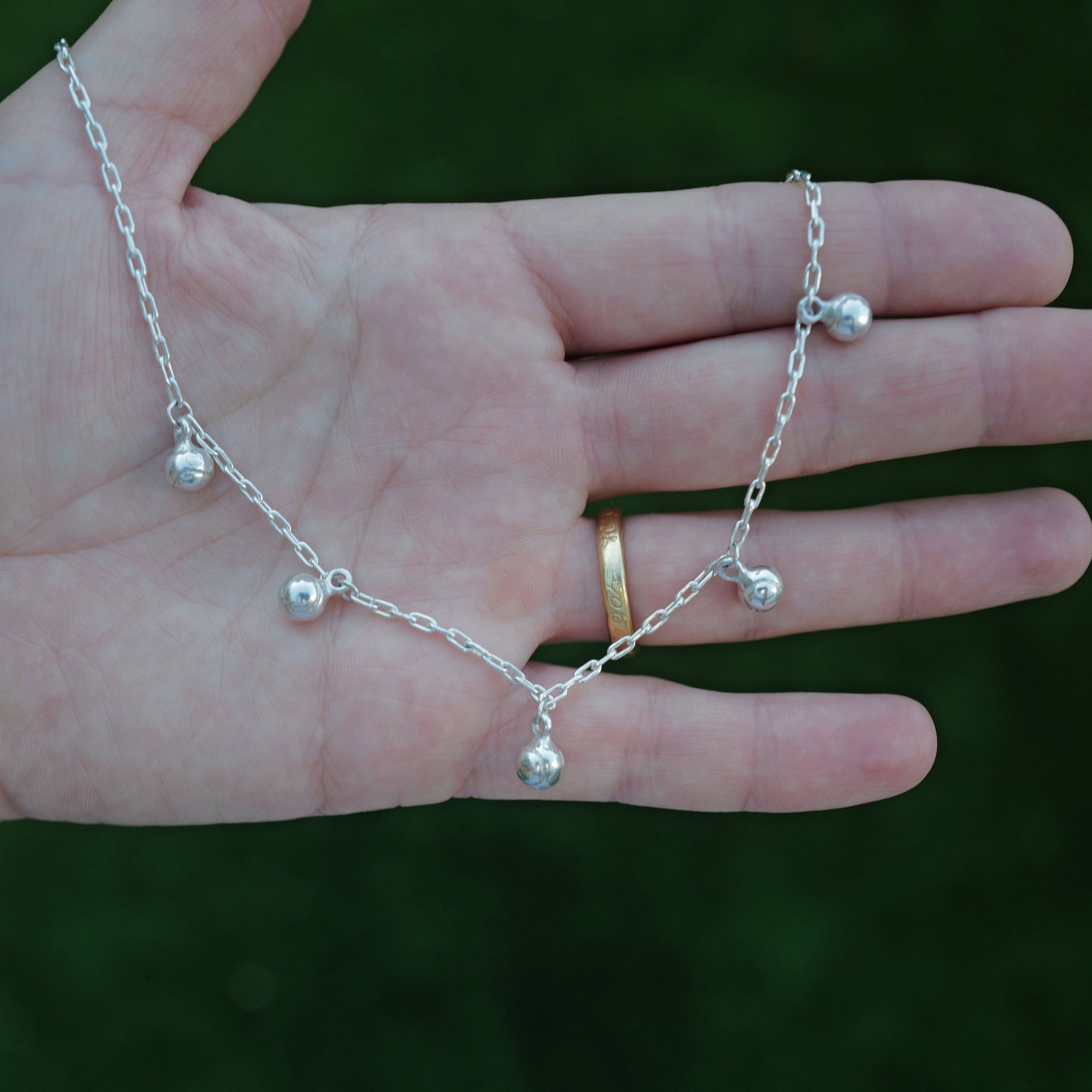 Silver Five DD Tennis Ball Necklace