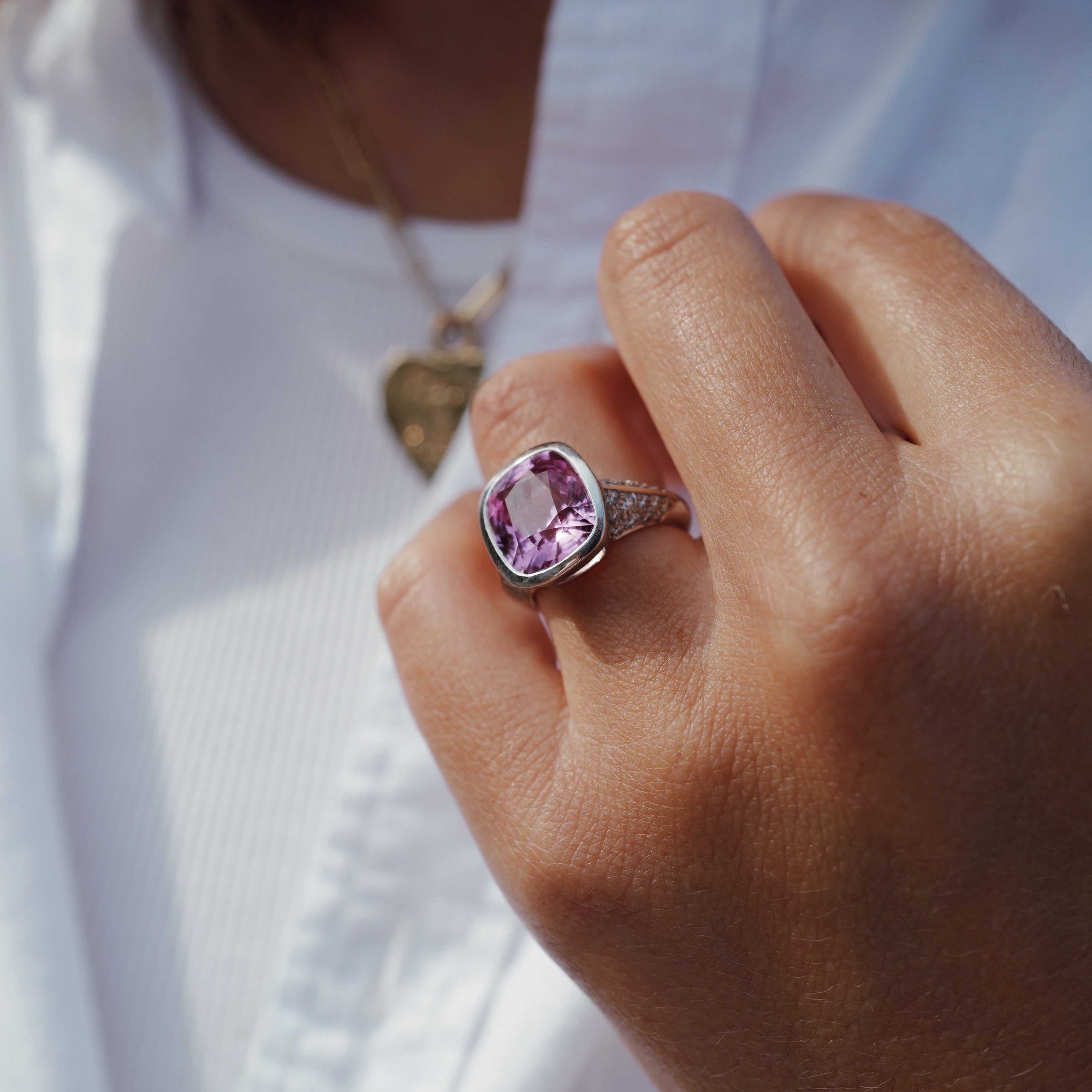 SAKURA White Gold Spinel & Diamond Ring