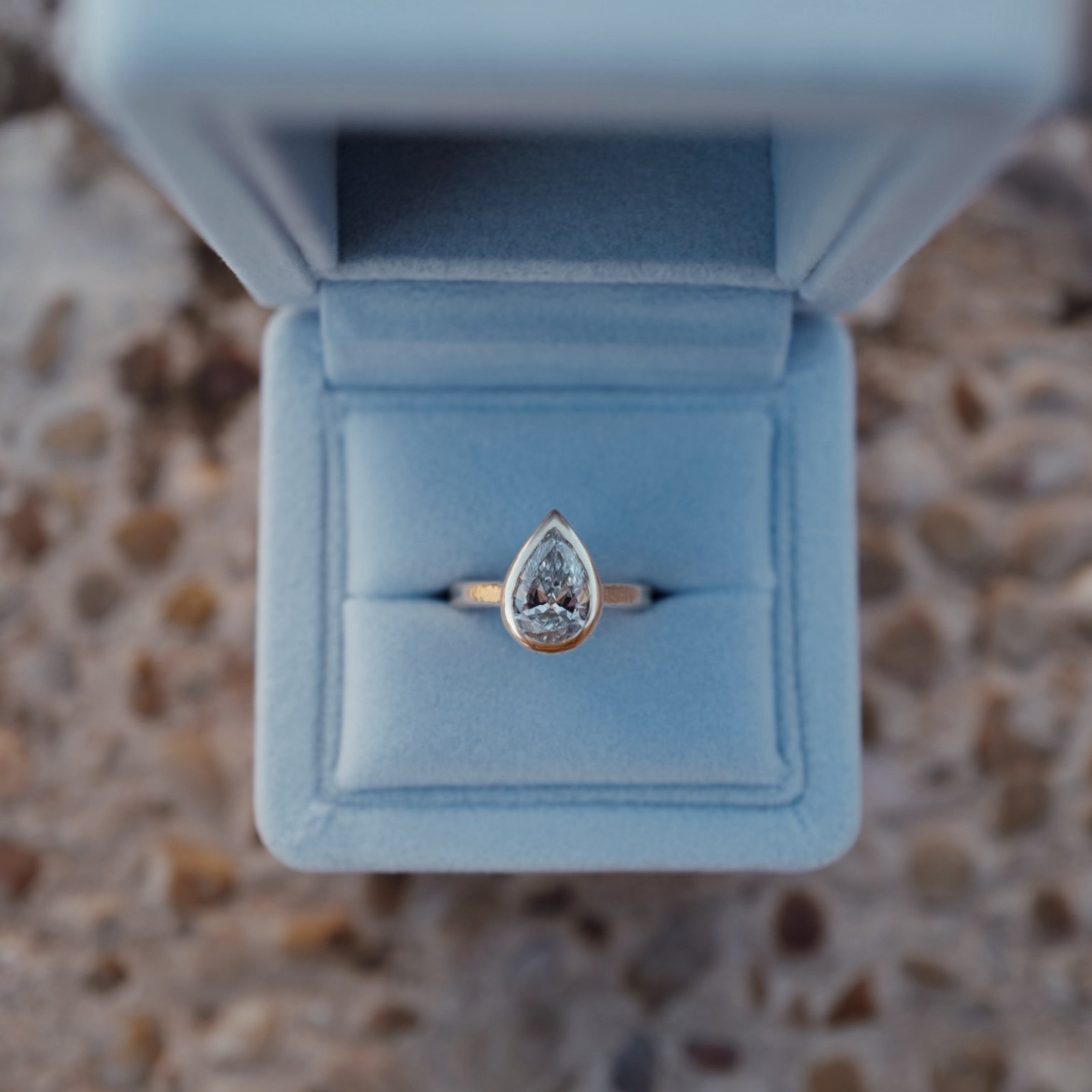 'The Muse' 9ct Gold Pear 2ct Lab Grown Diamond Bezel Engagement Ring