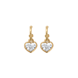 Gold Lab Grown Diamond Heart Tiny Cupid Hoop Earrings
