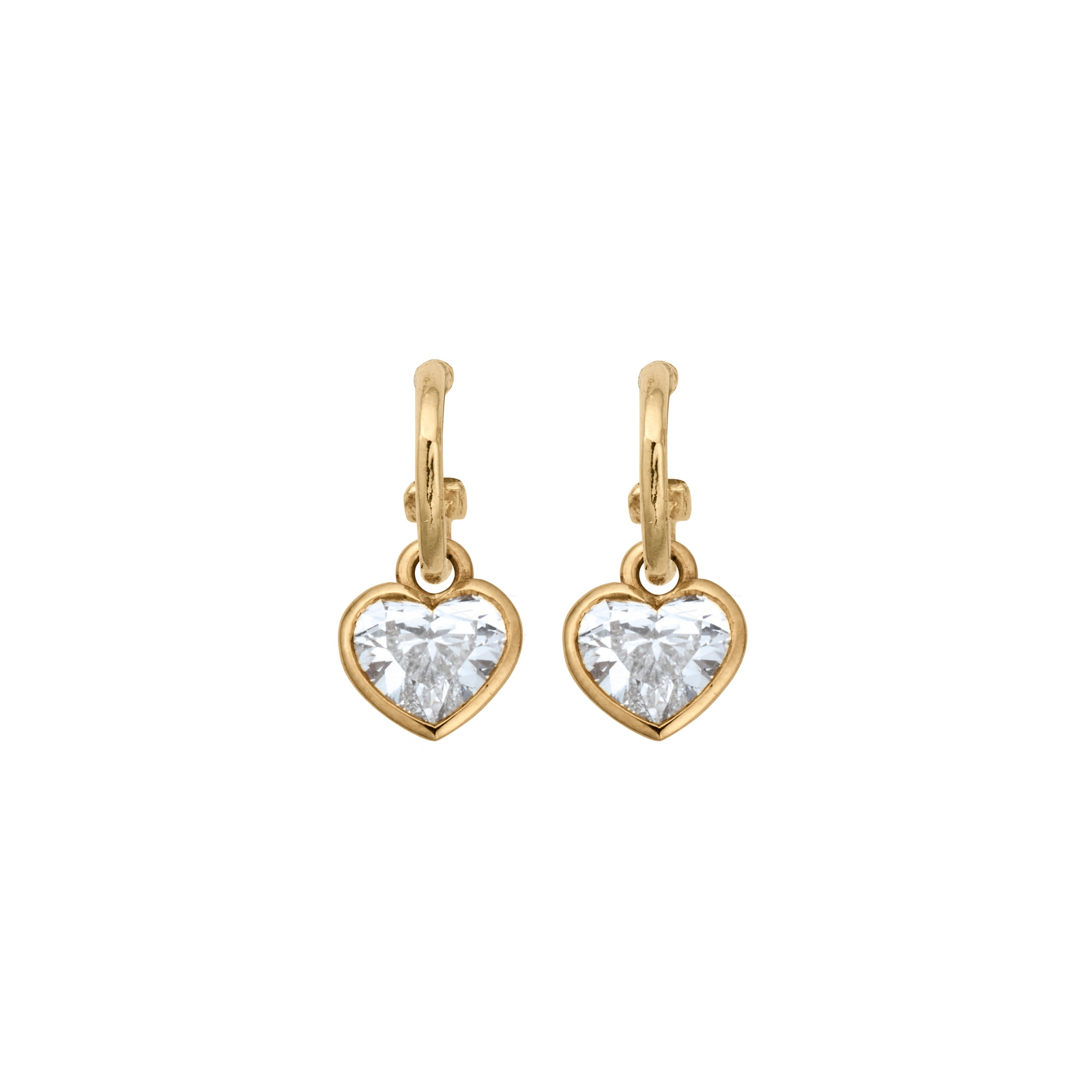 Gold Lab Grown Diamond Heart Tiny Cupid Hoop Earrings