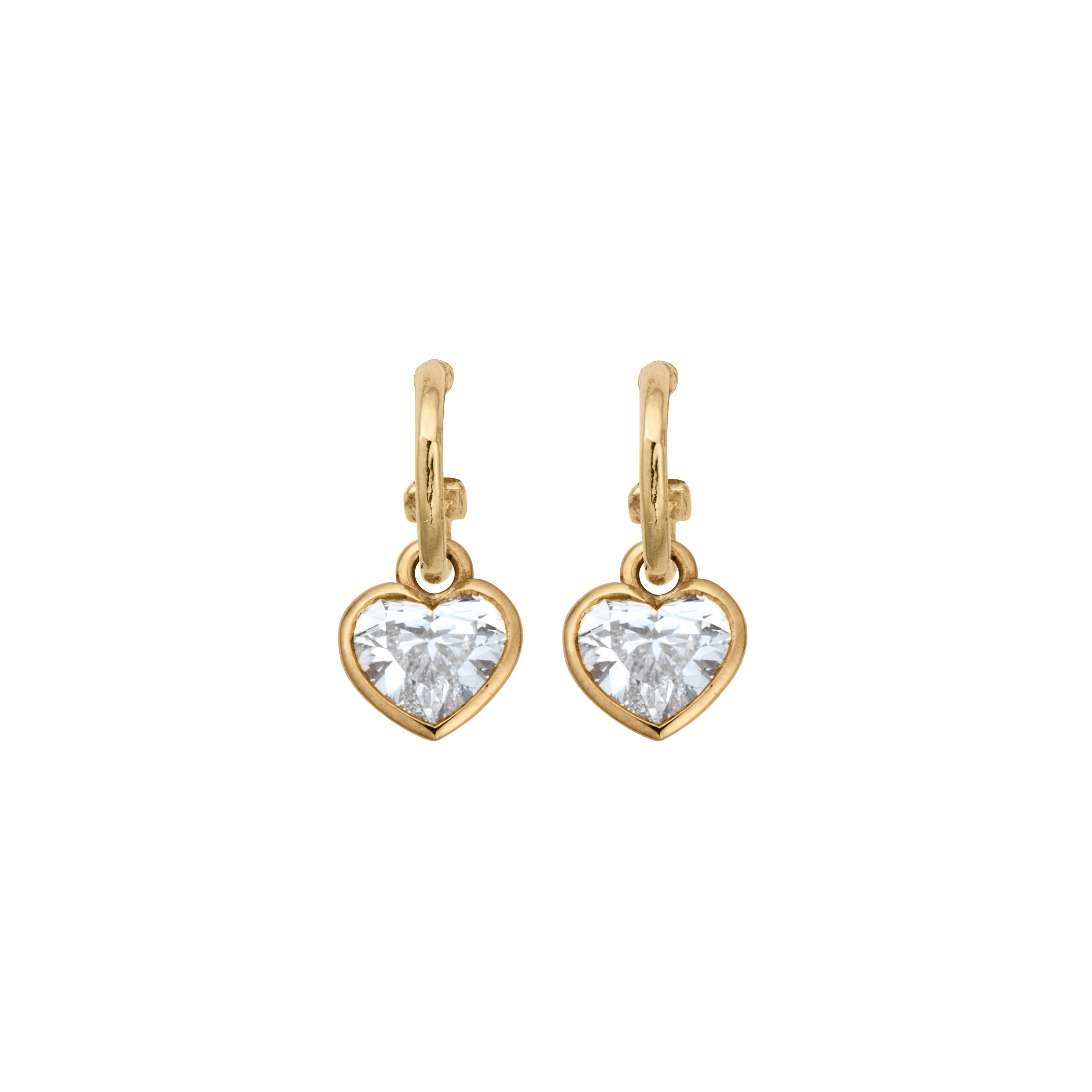 Gold Lab Grown Diamond Heart Tiny Cupid Hoop Earrings
