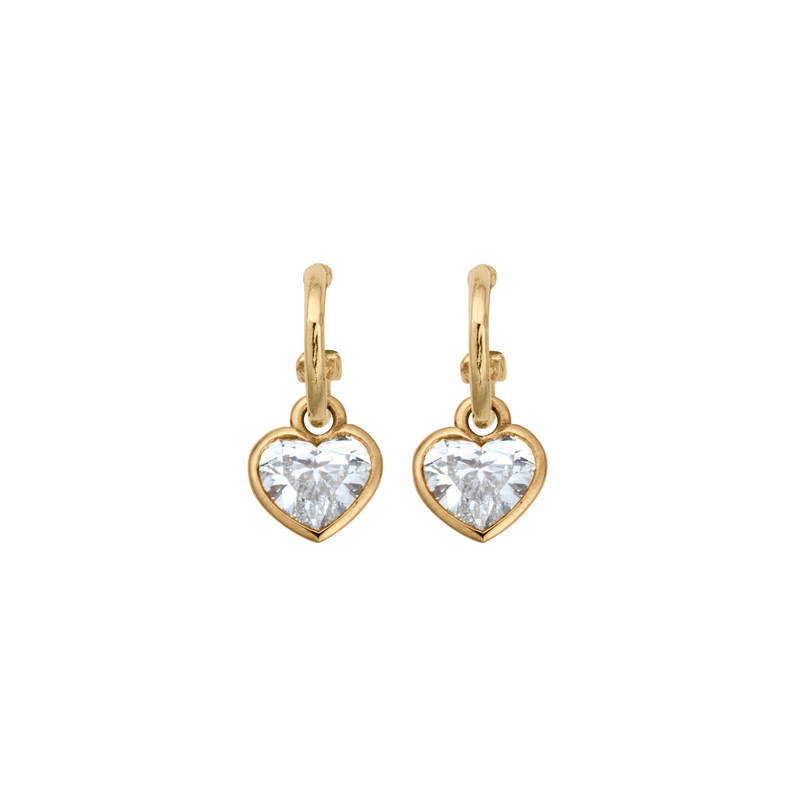 Gold Lab Grown Diamond Heart Tiny Cupid Hoop Earrings