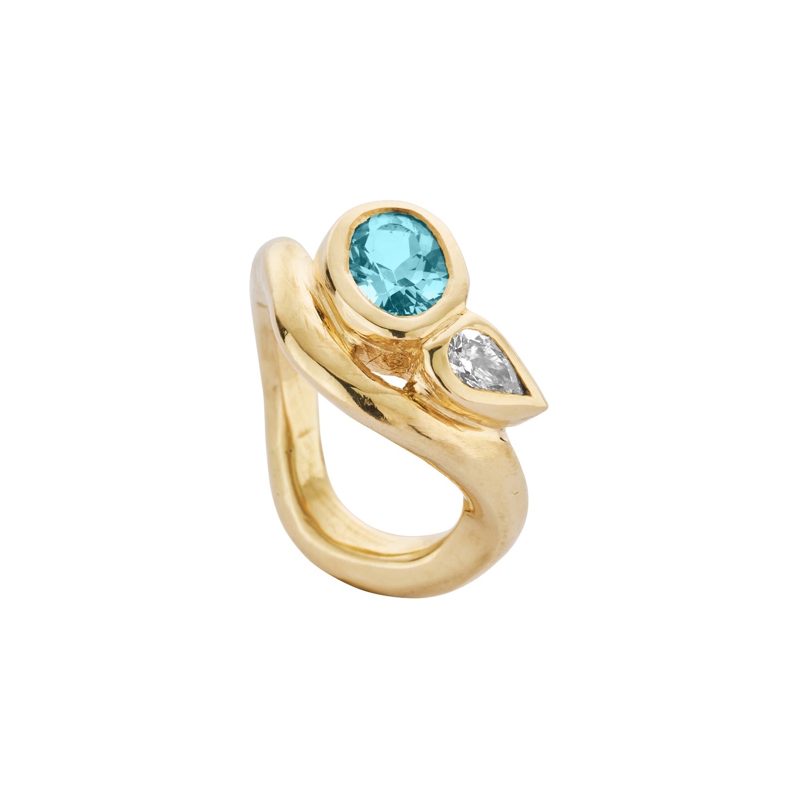 GALI Gold Zimbaqua Aquamarine & Diamond Ring