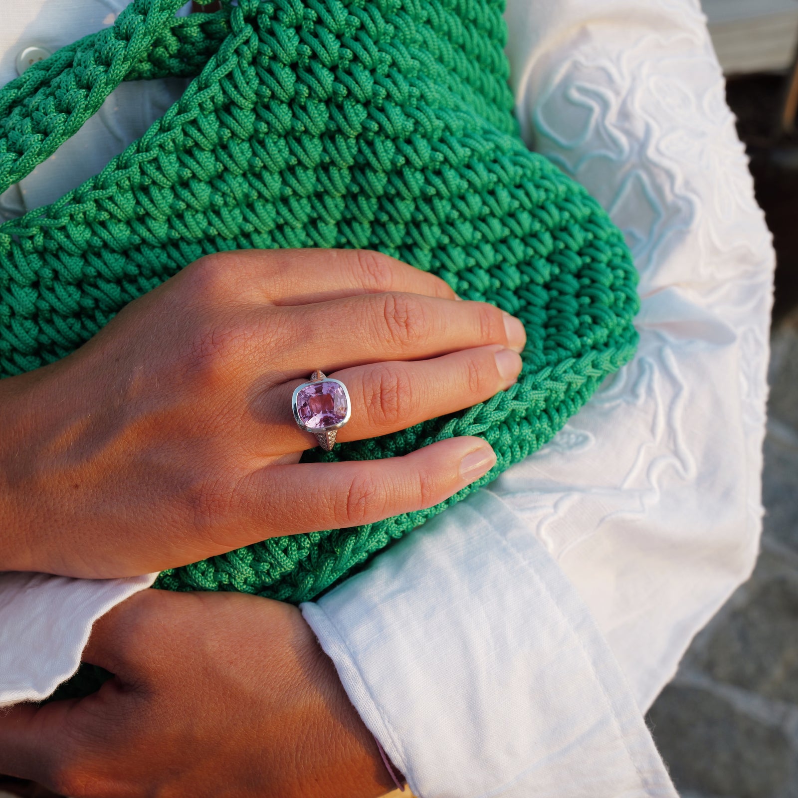 SAKURA White Gold Spinel & Diamond Ring