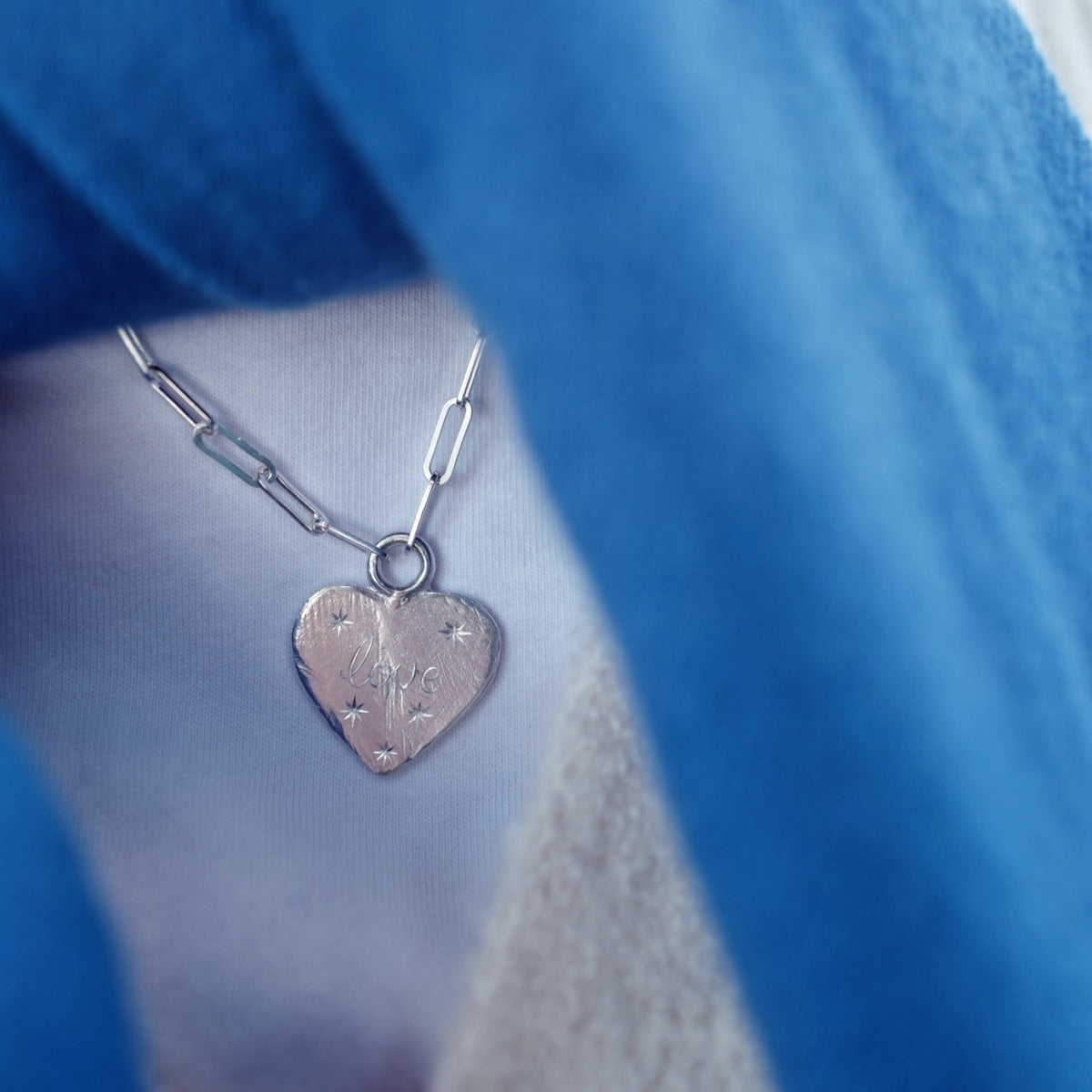 Silver 'Starry Night' Keeper's Heart Trace Chain Necklace