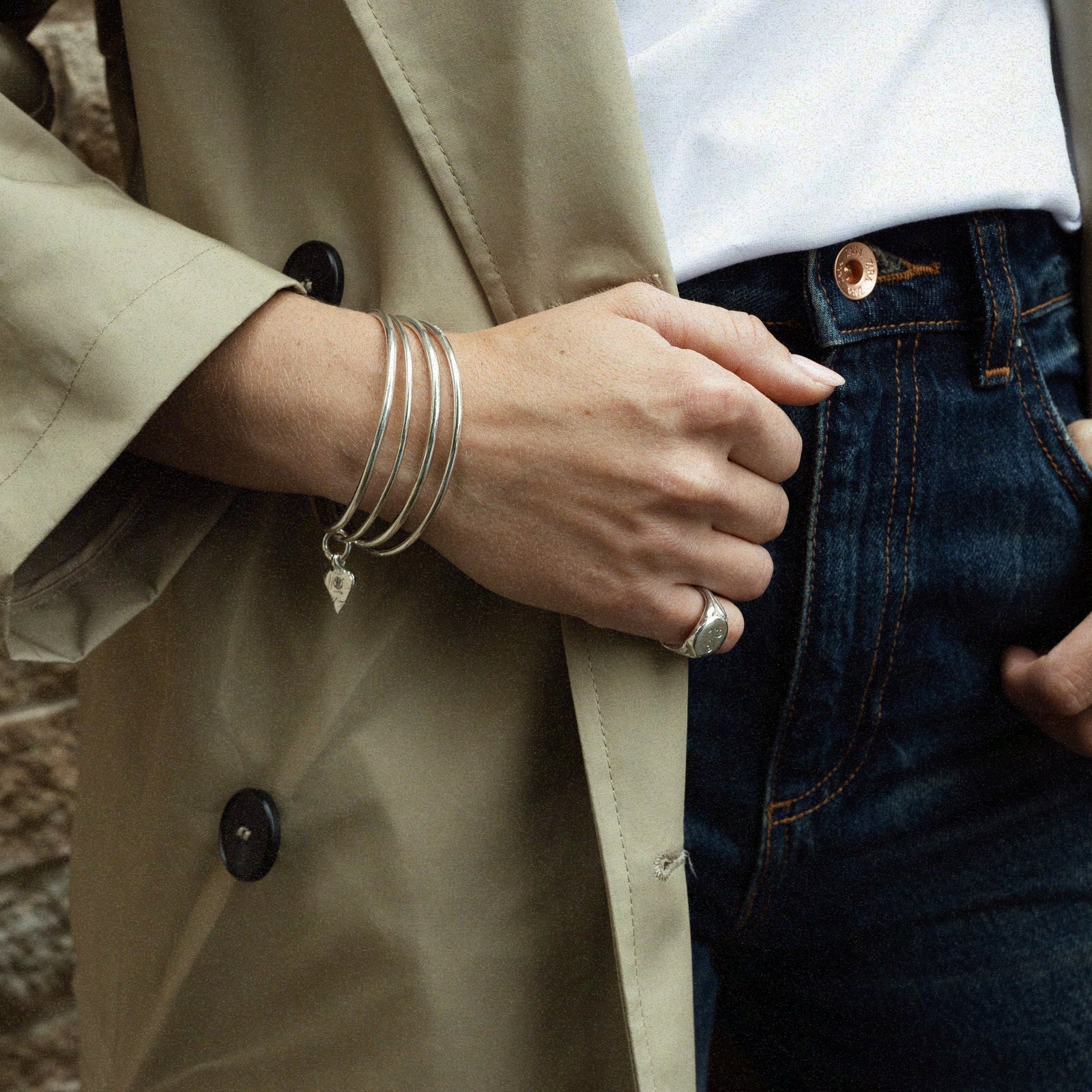 Silver Mini Heart Bangle