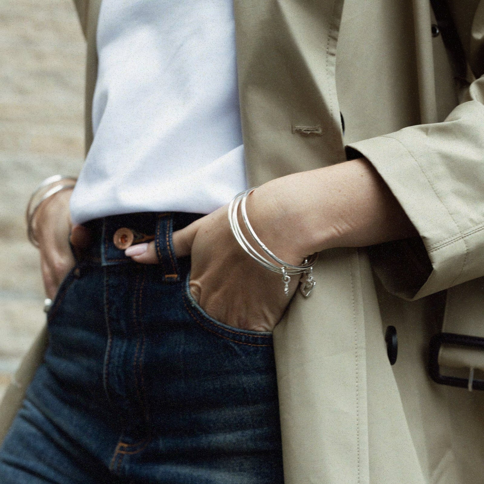 Silver Mini Open Heart Bangle