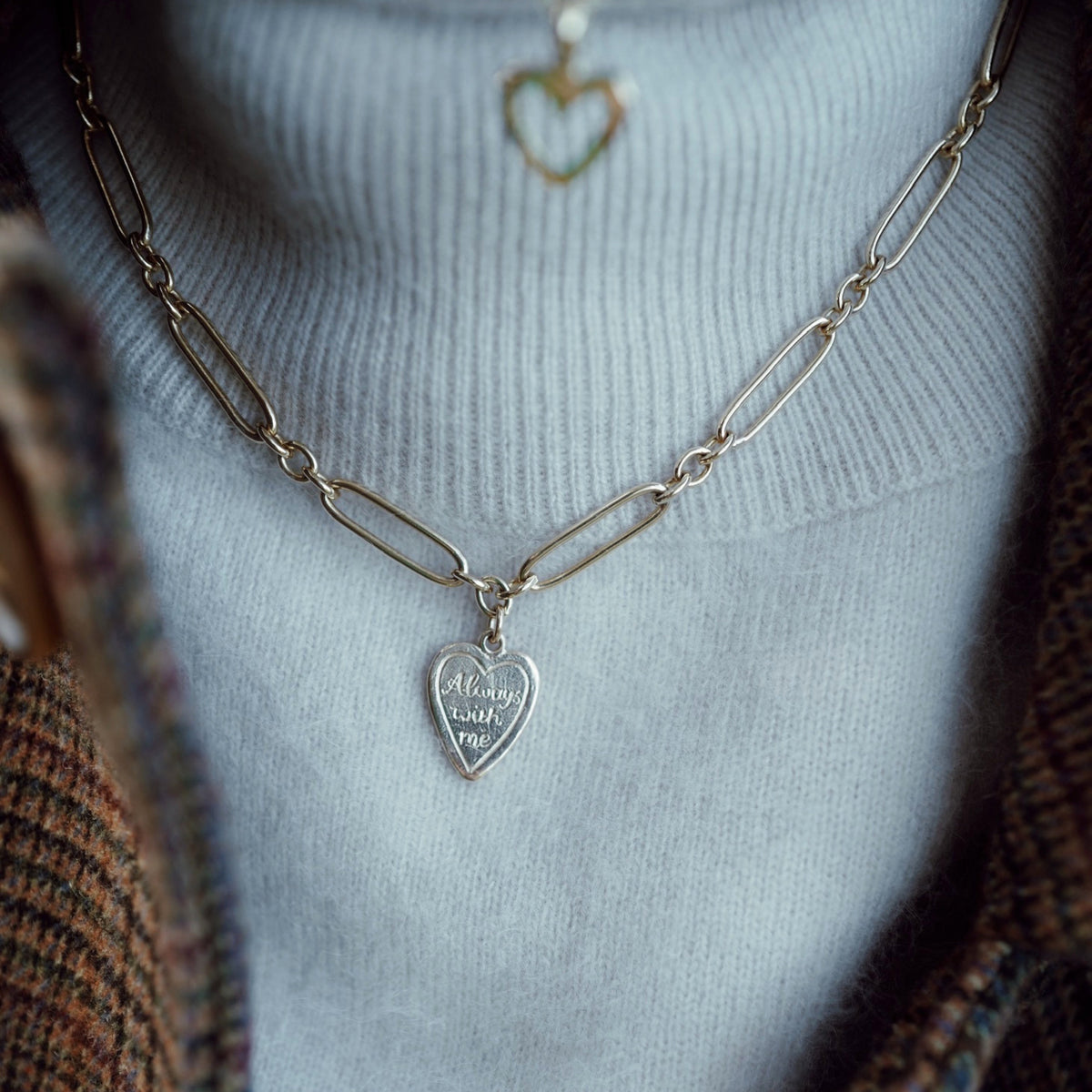 Silver 'Always With Me' Heart Token Necklace