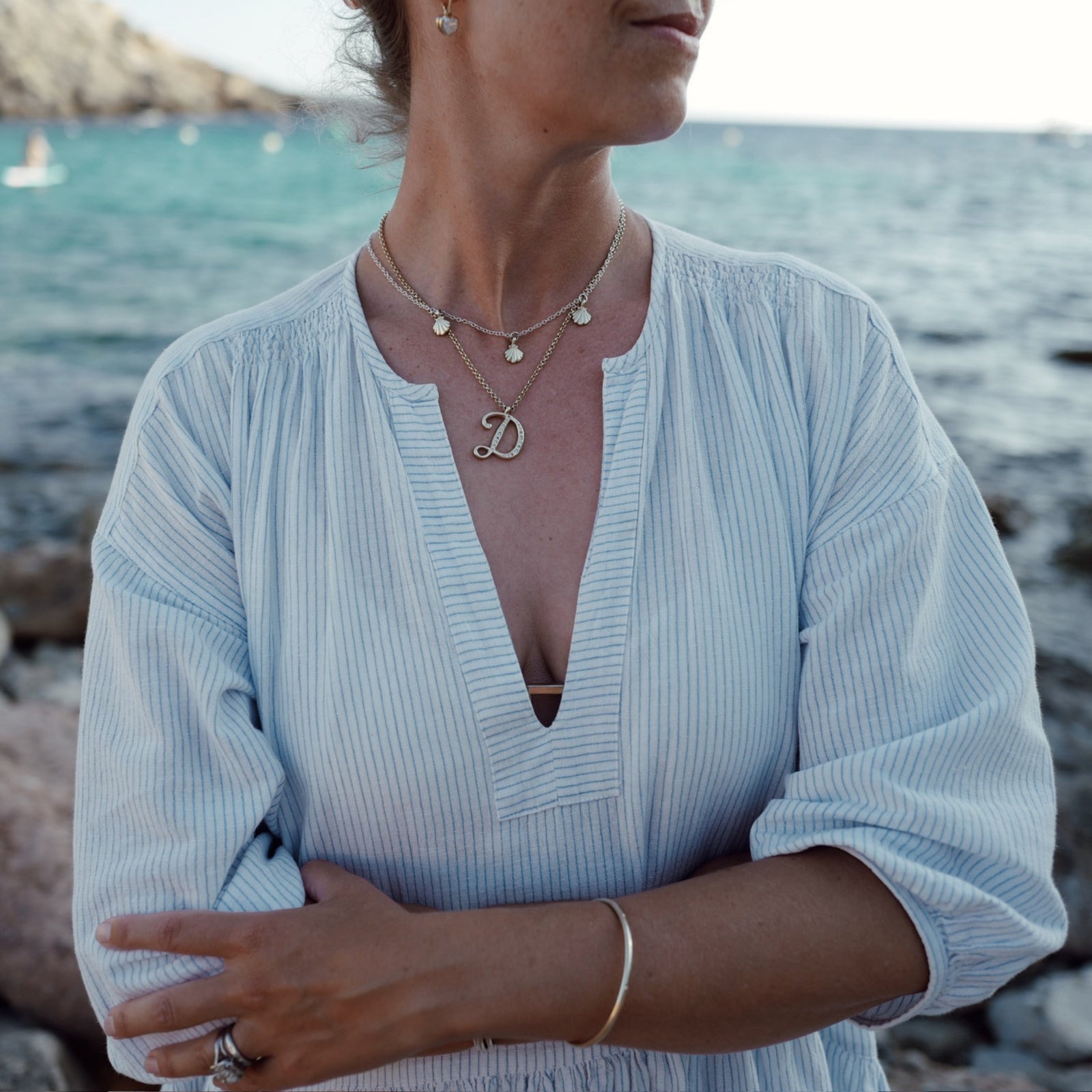 Silver & Gold Trio Scallop Shell Necklace
