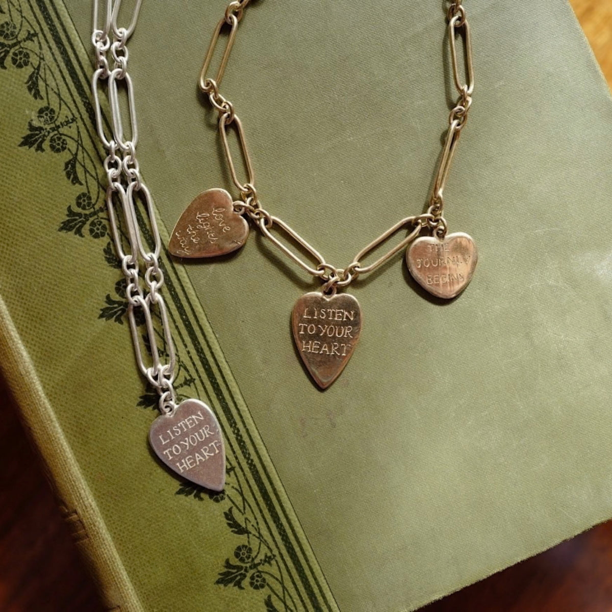 Gold Trio Heart Token Necklace