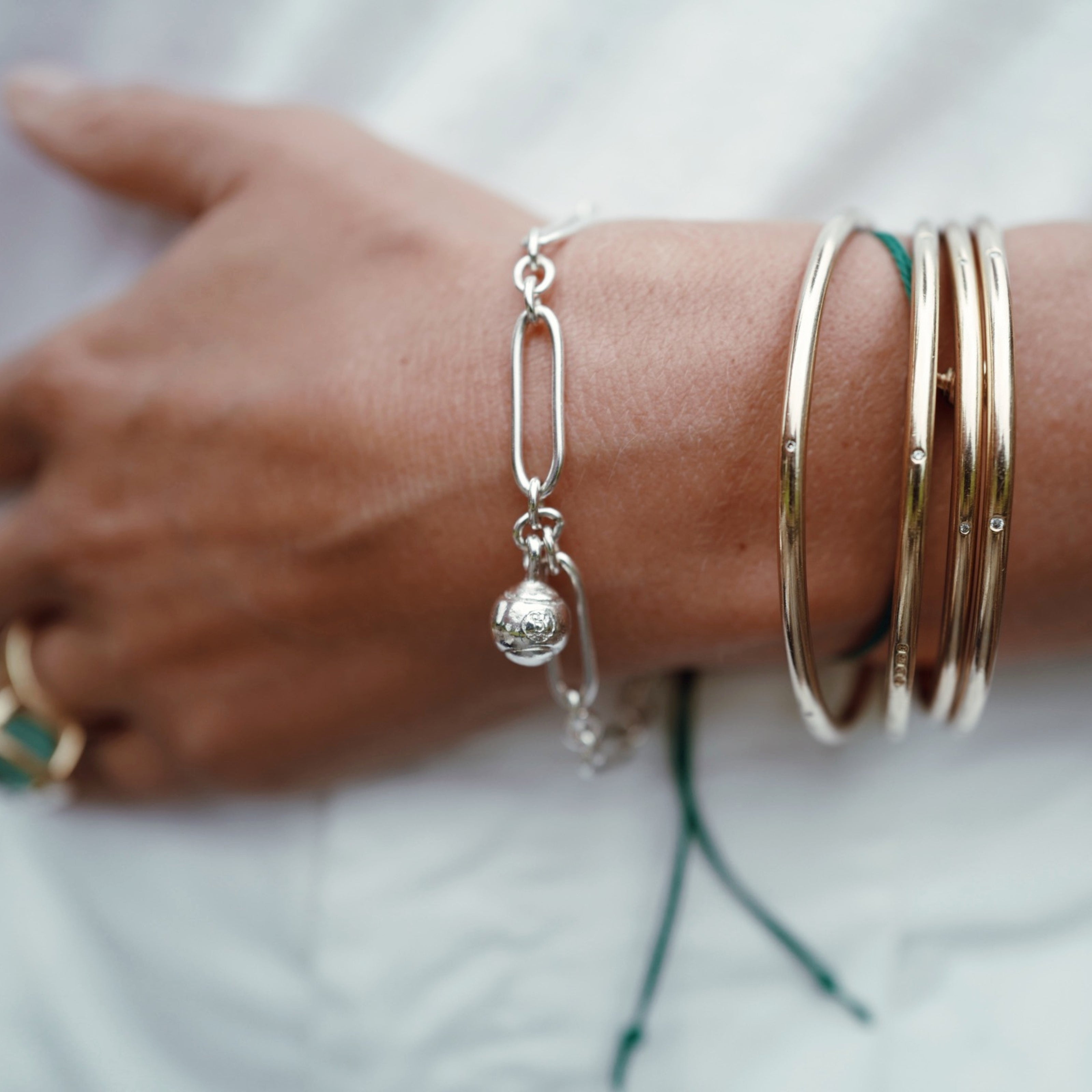 Silver DD Tennis Ball Chain Bracelet