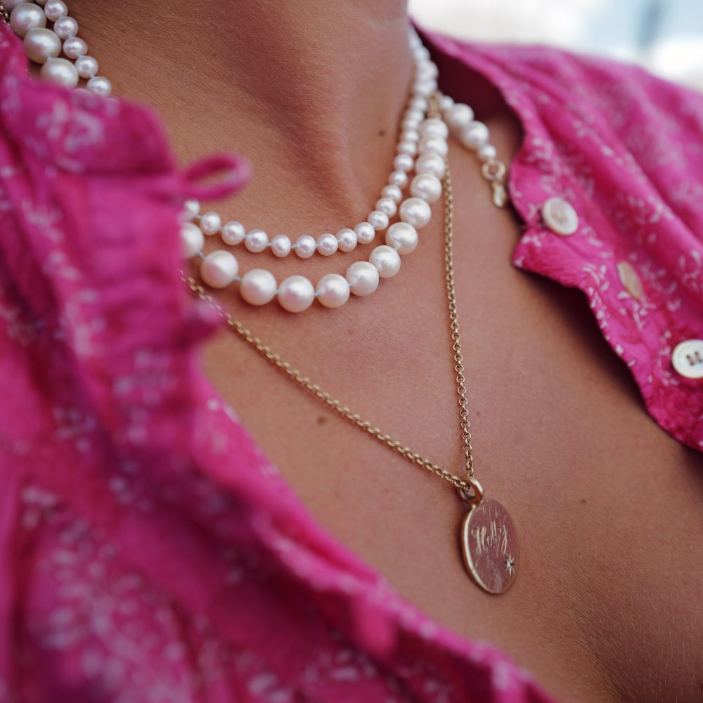 Gold Mini White Holiday Pearl Necklace
