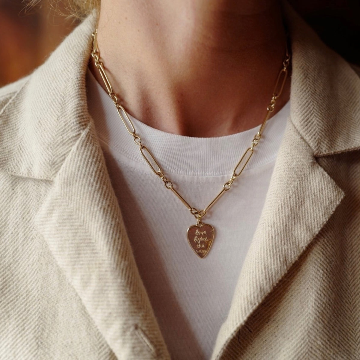 Gold' Love Lights The Way' Heart Token Necklace