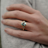 DAMLA Gold Aquamarine &  Diamond Ring