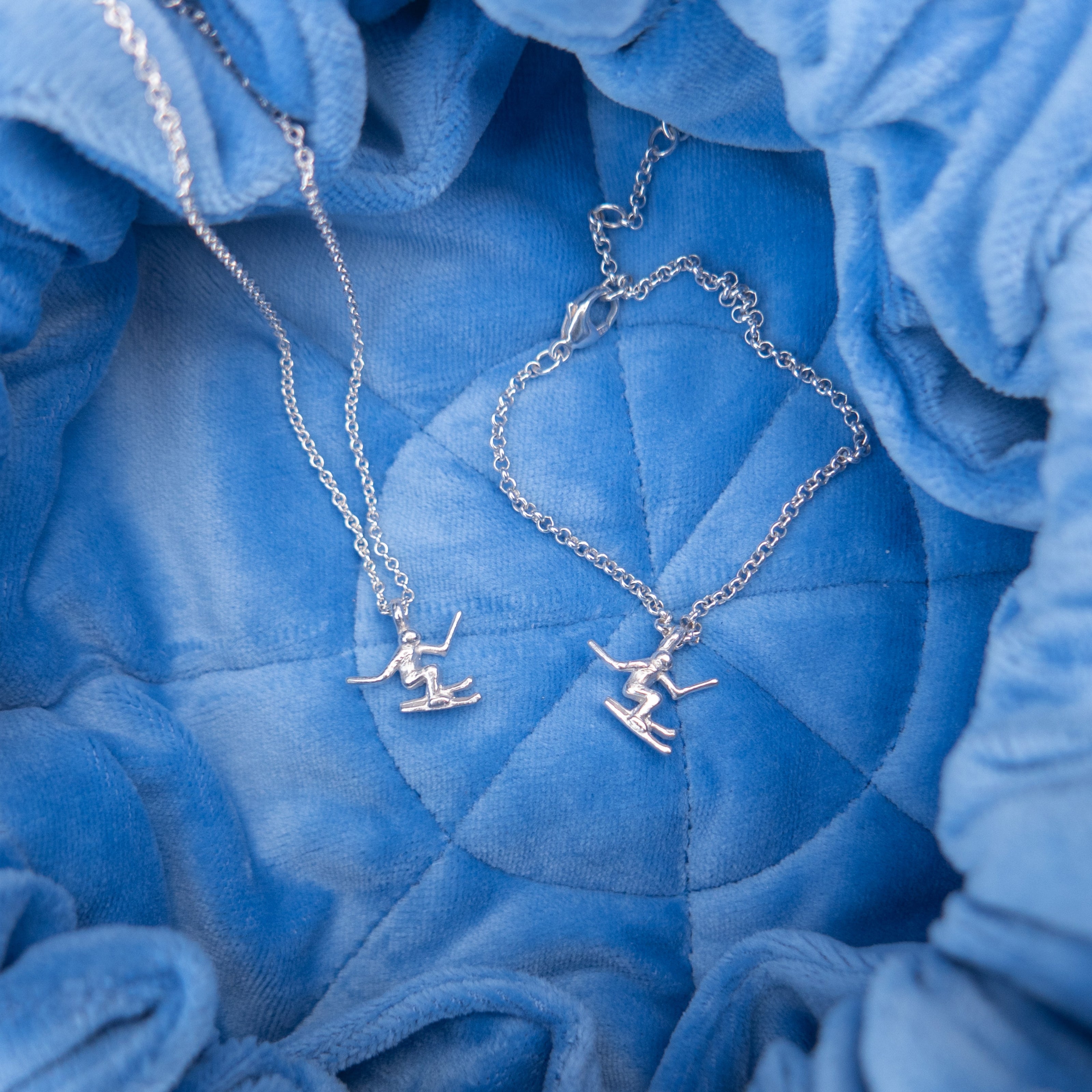 Silver Skier Necklace