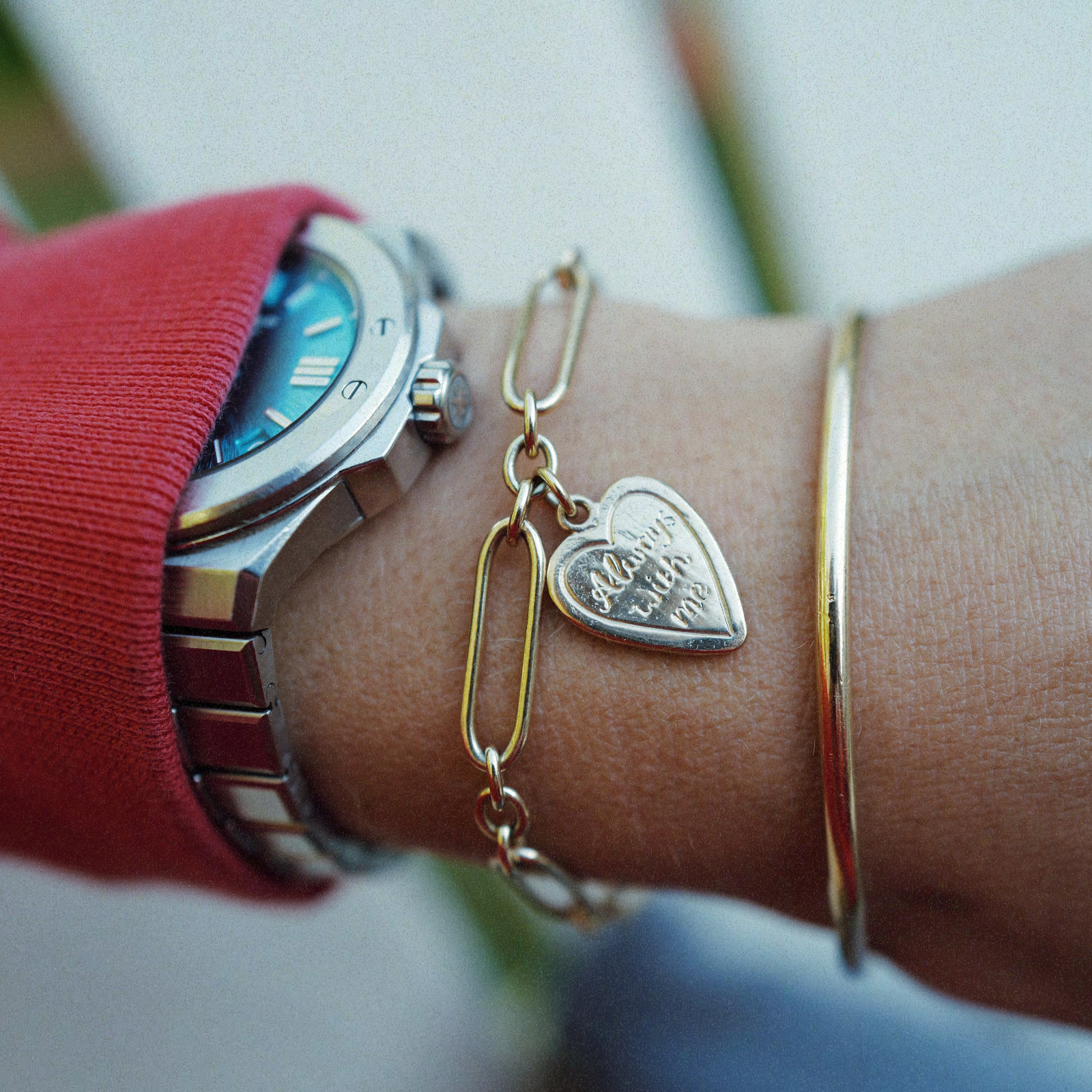 Gold 'Always With Me' Love Token Bracelet