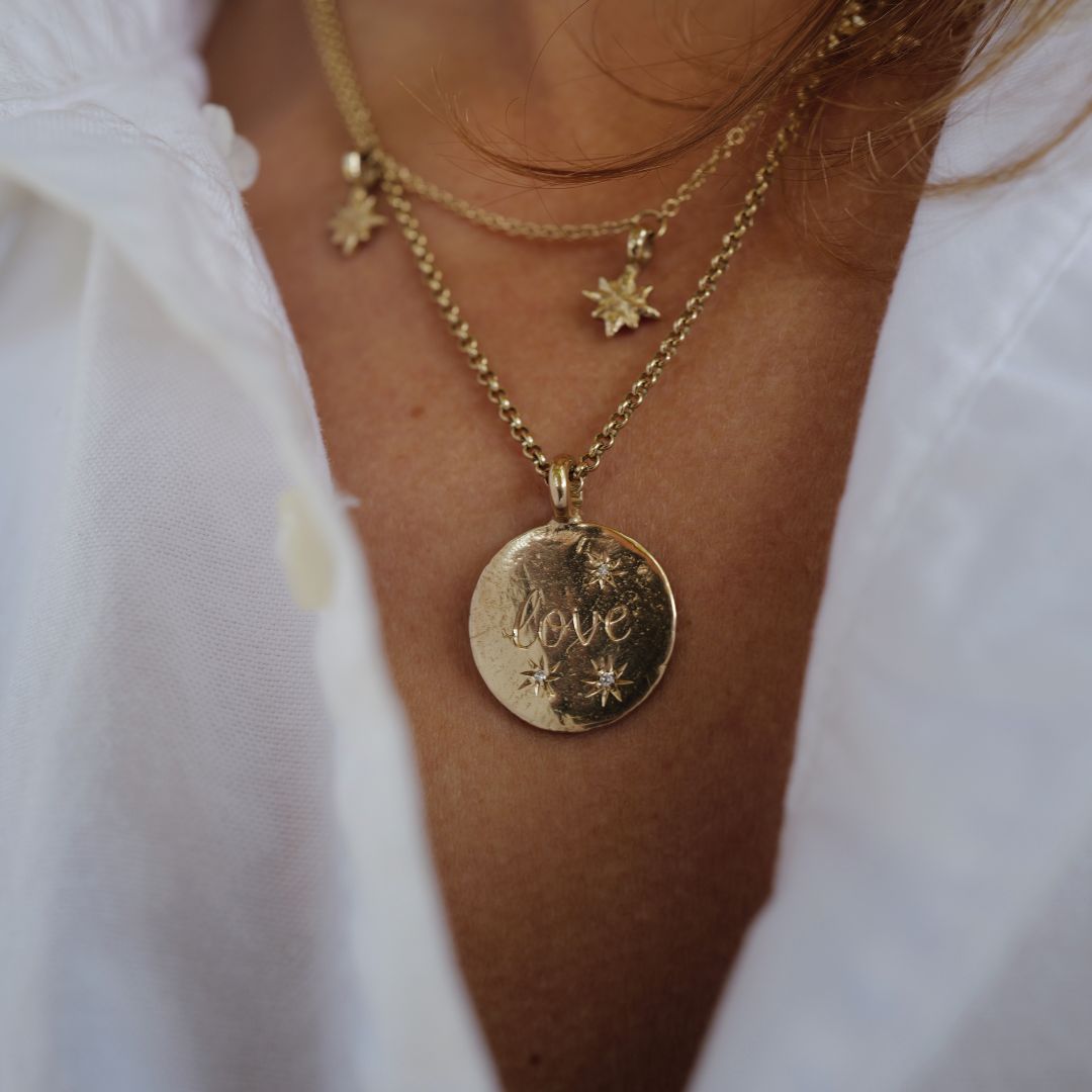 Gold Trio Diamond Midnight Moon Necklace
