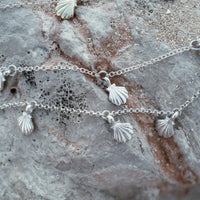 Silver Trio Scallop Shell Chain Bracelet