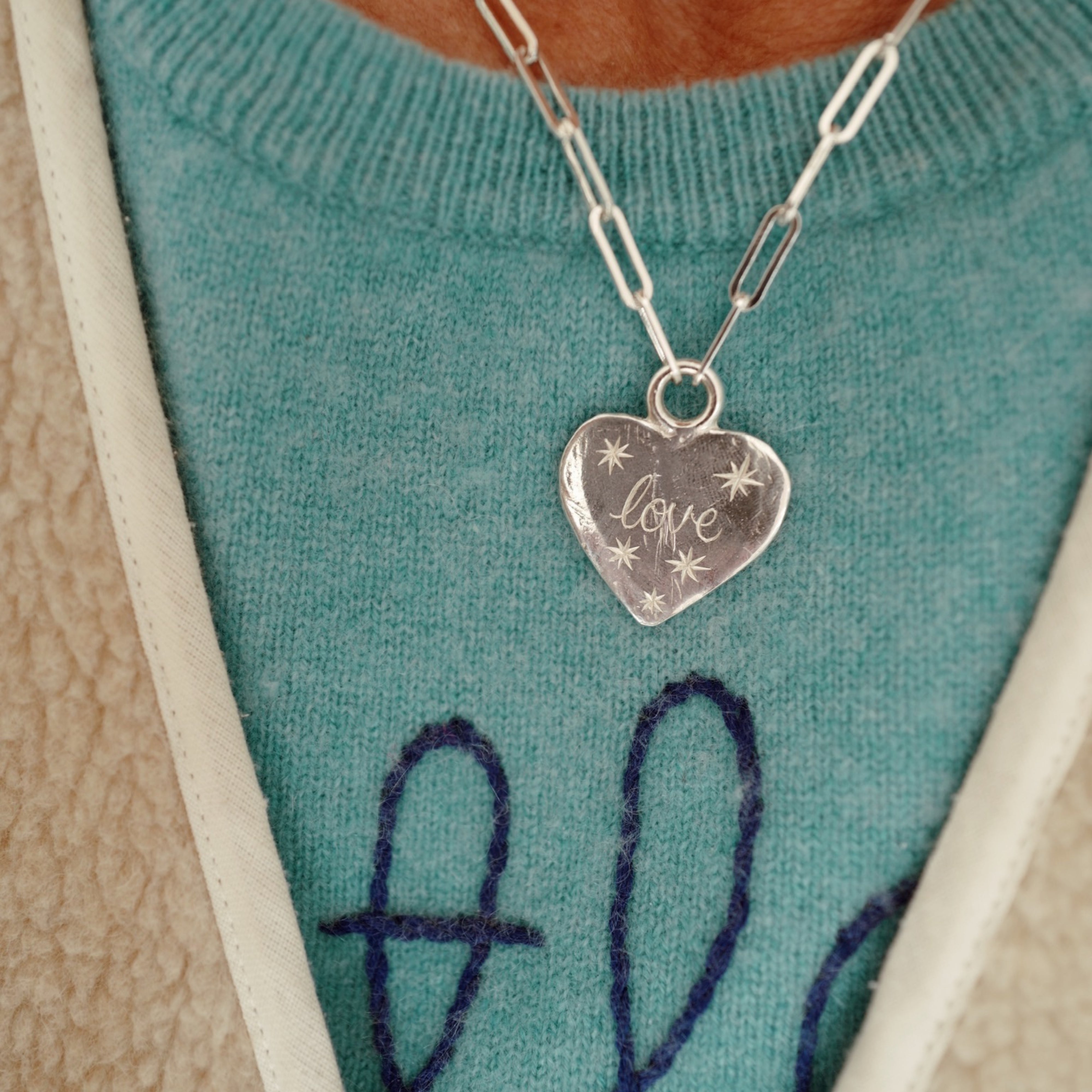 Silver 'Starry Night' Keeper's Heart Trace Chain Necklace