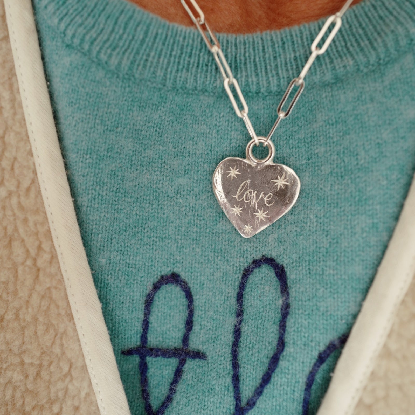 Silver 'Starry Night' Keeper's Heart Trace Chain Necklace