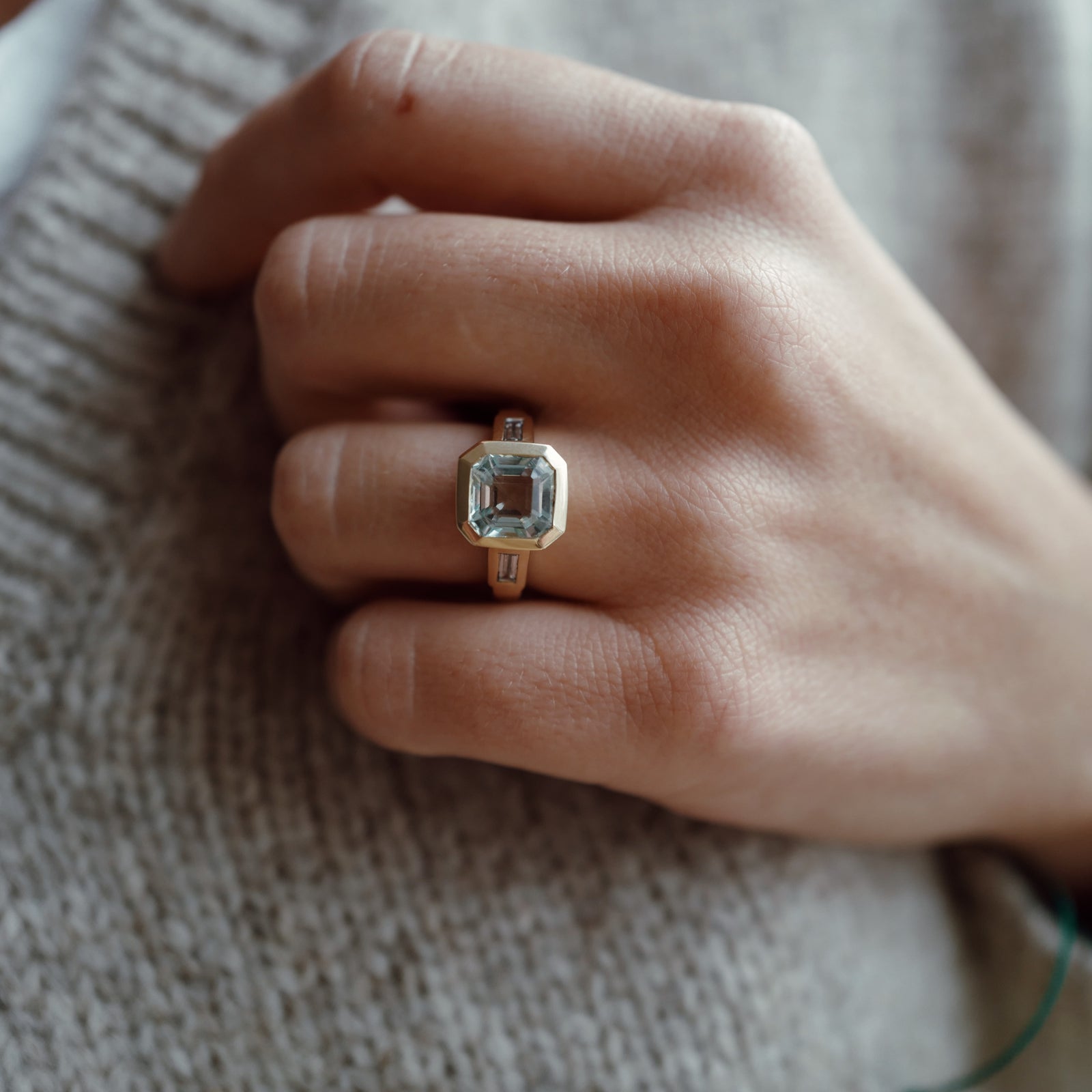 MINA Gold Zimbaqua Aquamarine & Diamond Ring