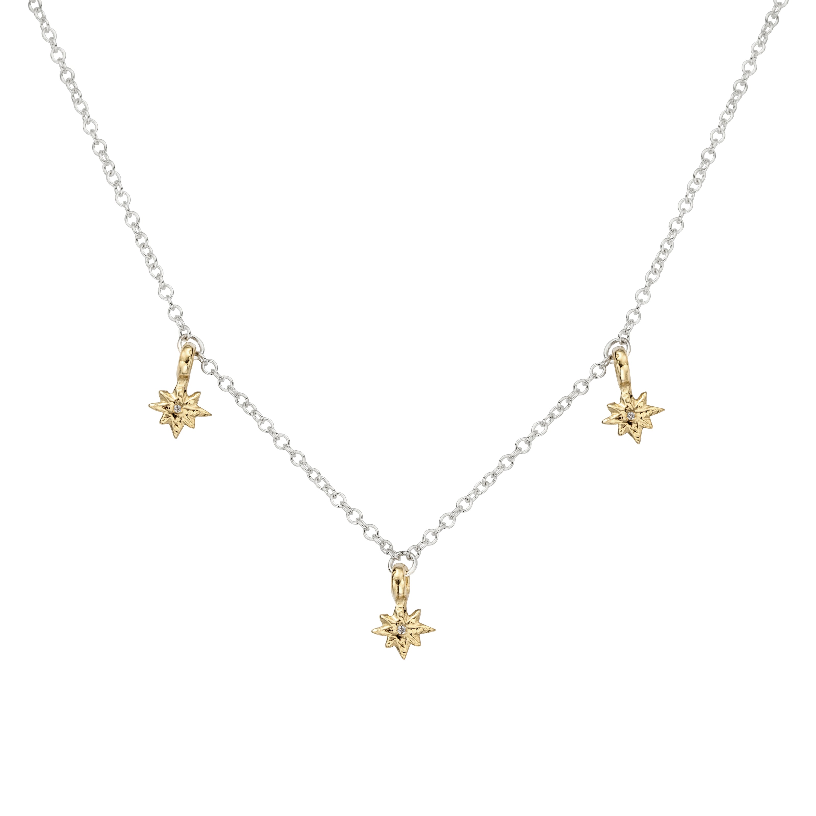Silver & Gold Trio Baby North Star Necklace