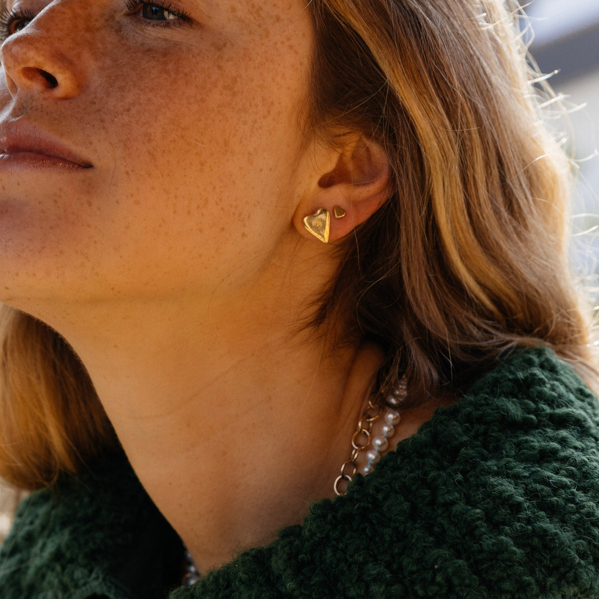 Gold Mini Heart Stud Earrings