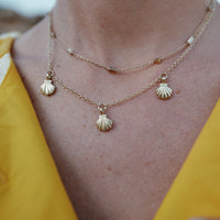 Gold Trio Scallop Shell Necklace