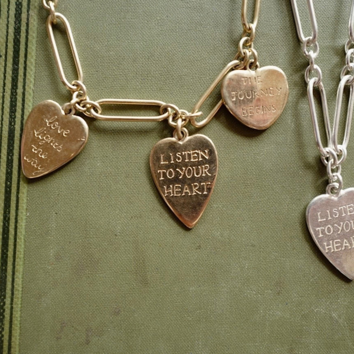 Gold Trio Heart Token Necklace