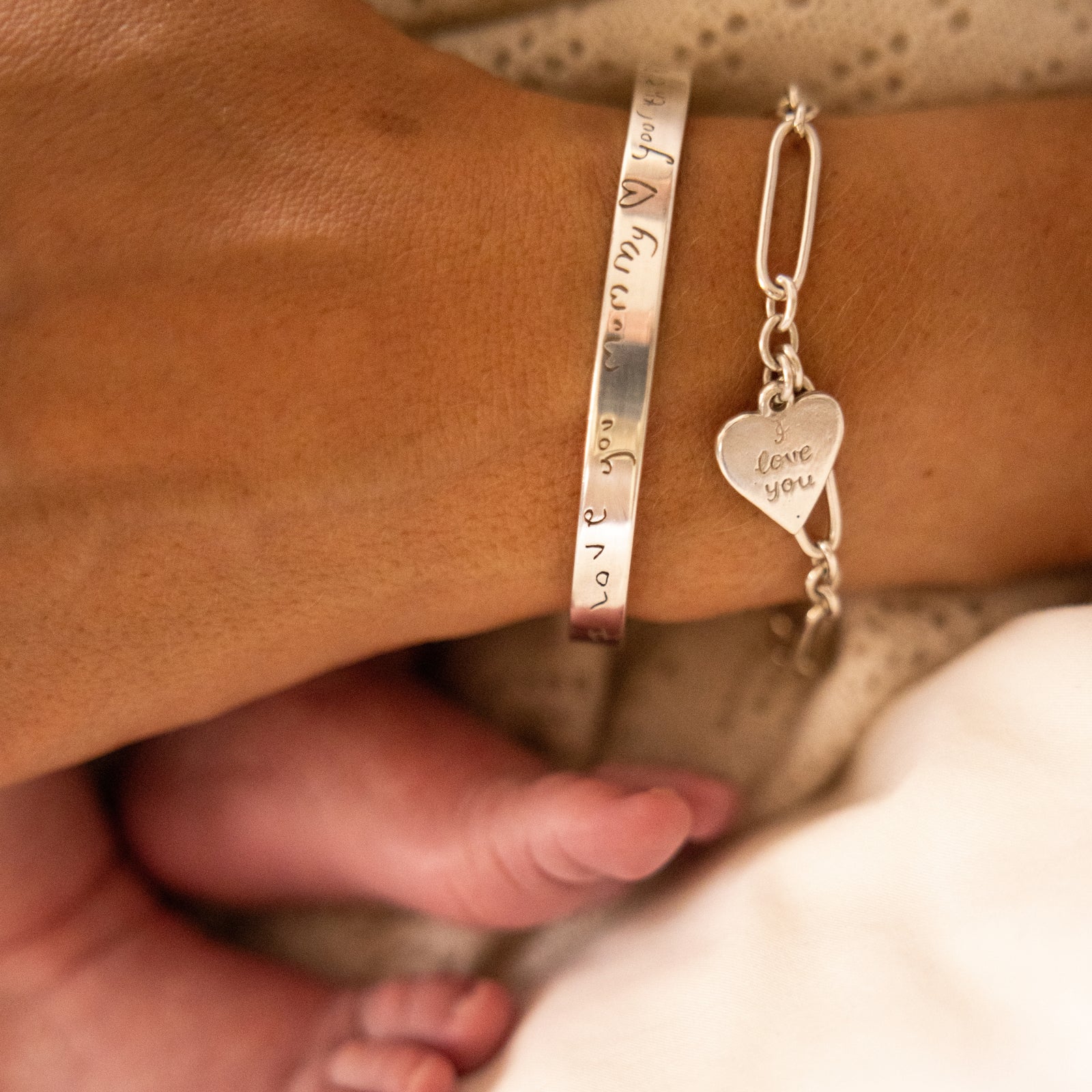 Silver Luxury Signature Bangle with Handwriting