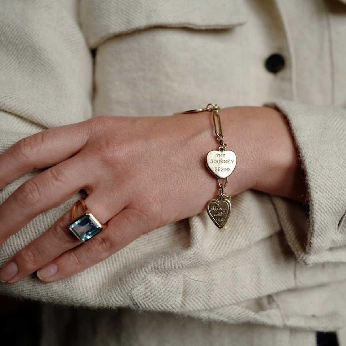 Gold Heart Token Bracelet