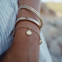Gold Trio Scallop Shell Chain Bracelet