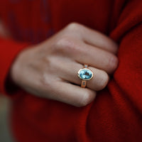 INDIRA Gold Zimbaqua Aquamarine & Diamond Ring