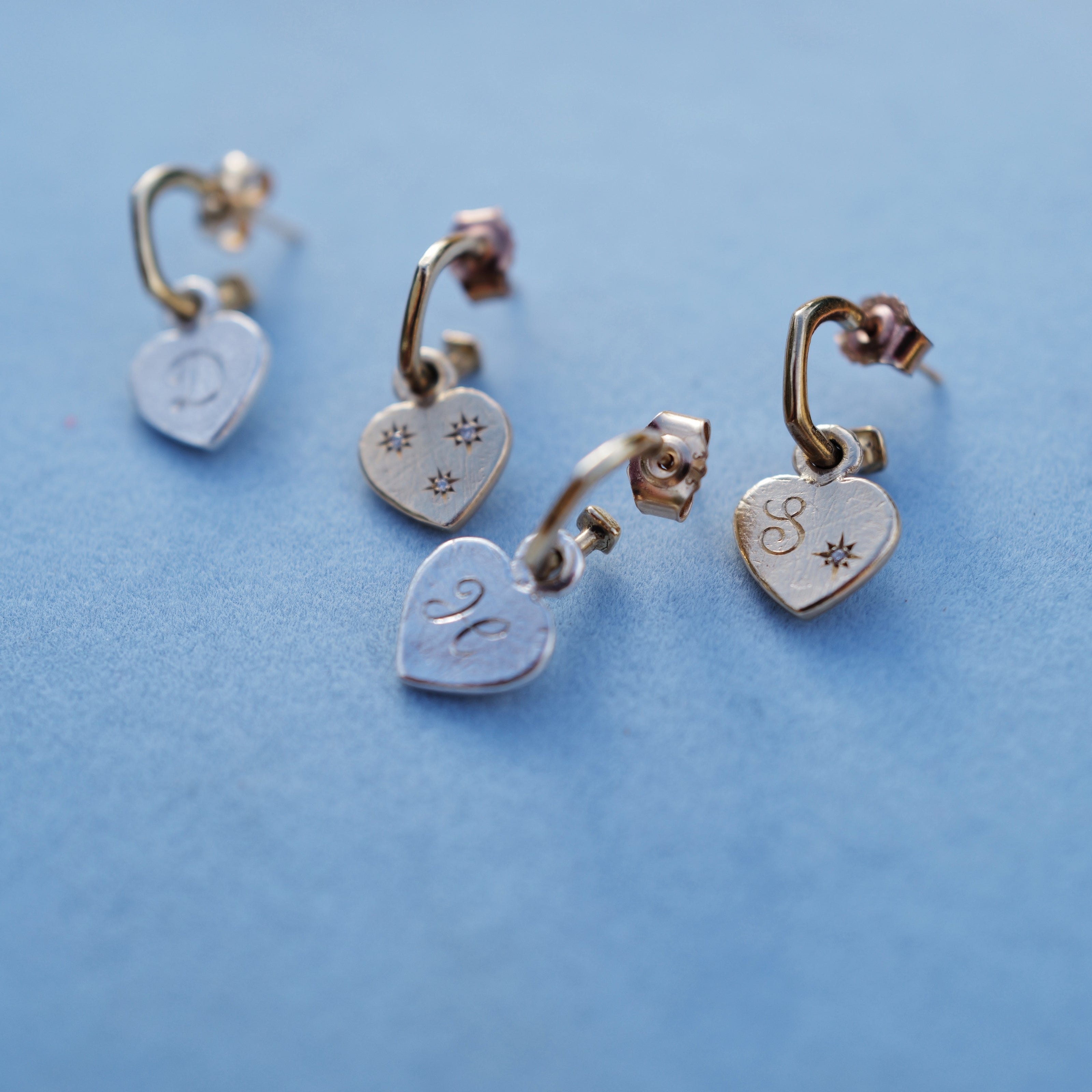 Gold Trio Diamond Midnight Keeper's Heart Earring Charms