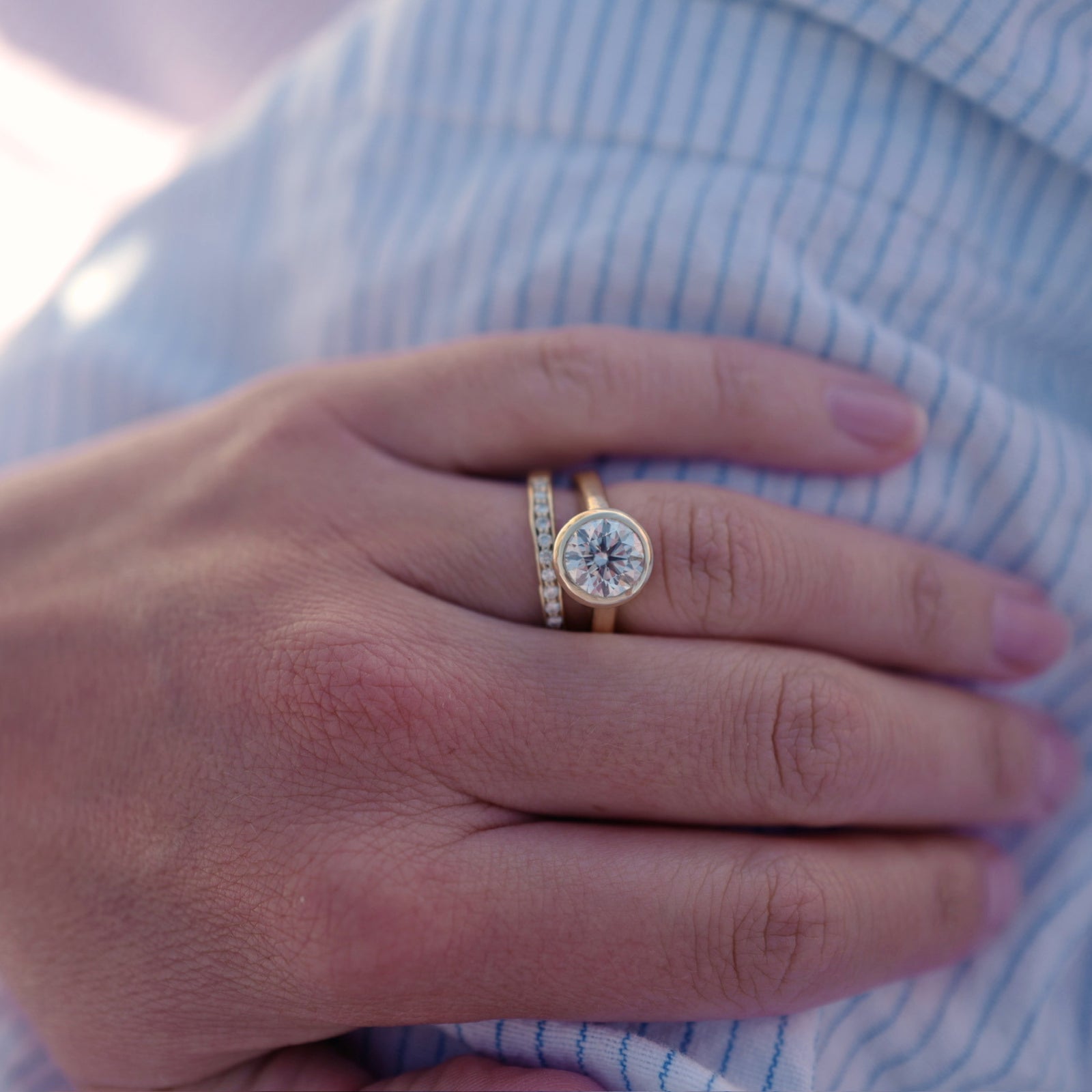 'The Eternity' 18ct Gold Round 2ct Lab Grown Diamond Bezel Engagement Ring
