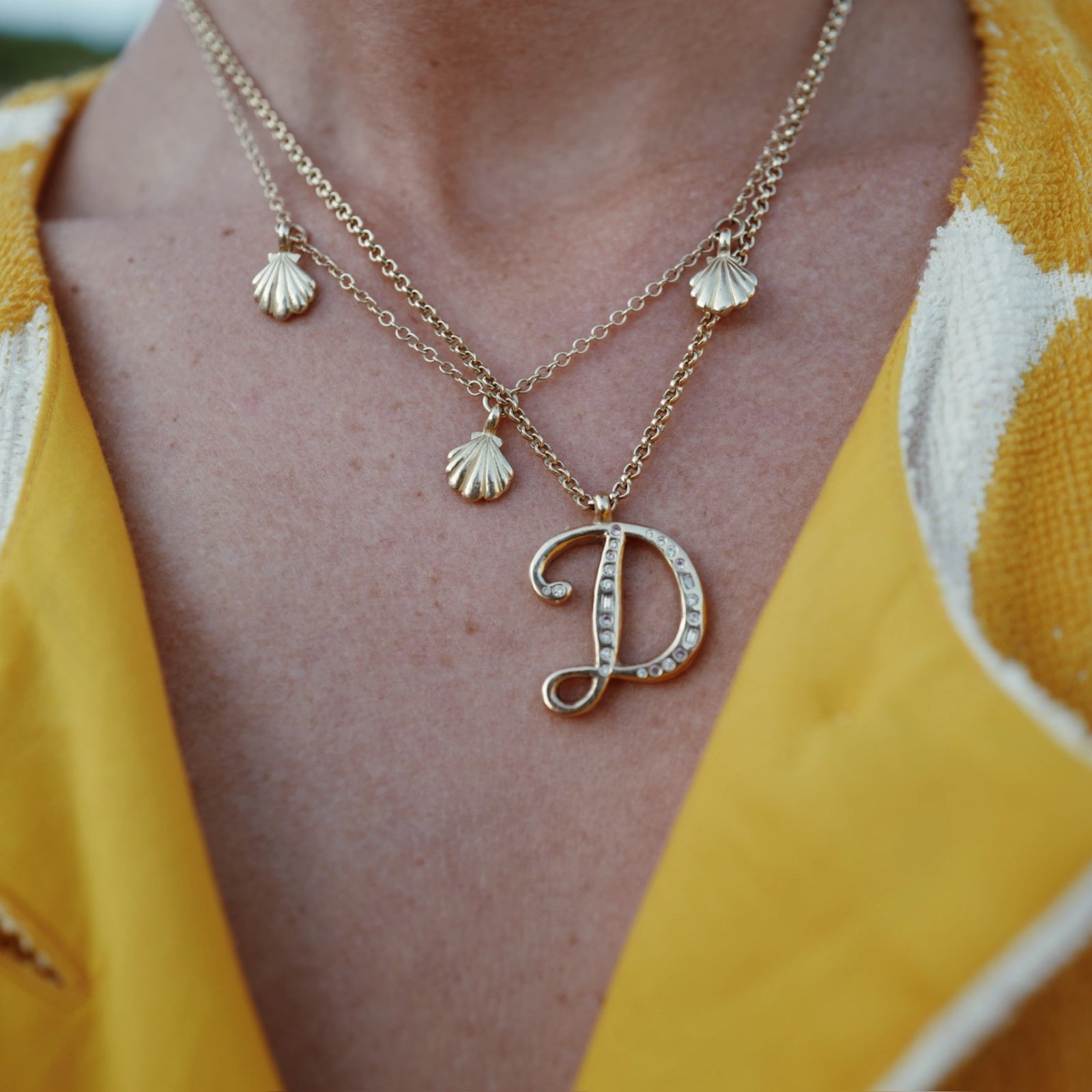 Gold Trio Scallop Shell Necklace