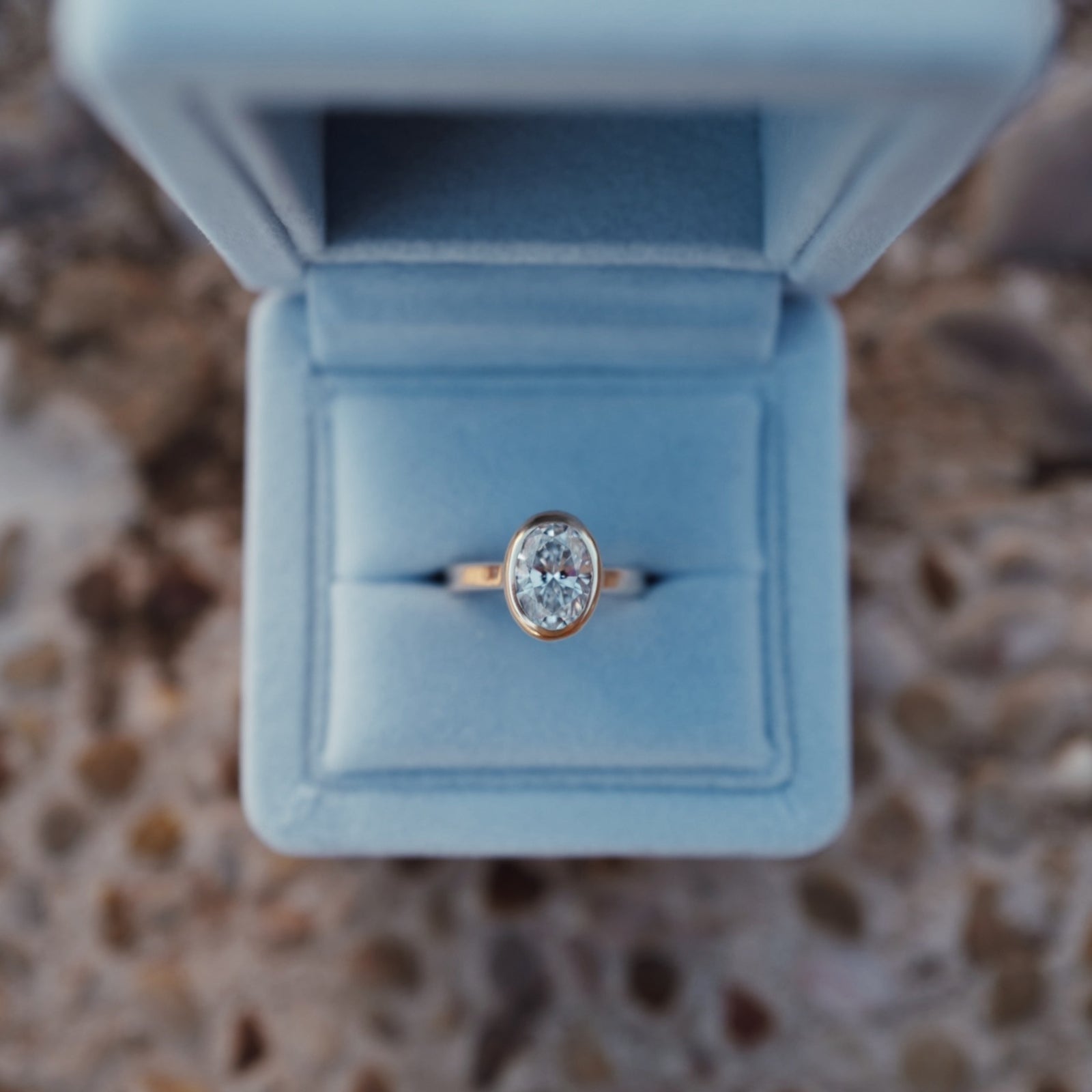 'The Story ' 18ct White Gold Oval 2ct Lab Grown Diamond Bezel Engagement Ring