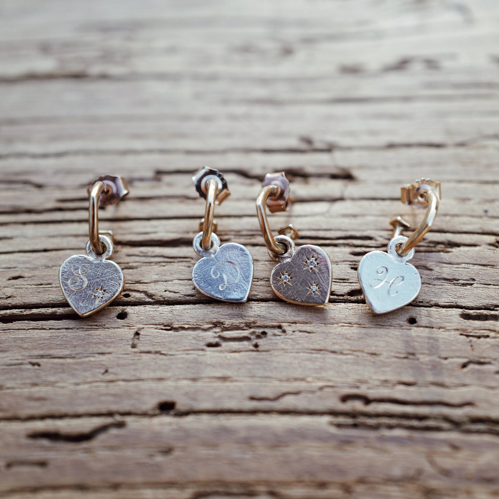 Gold Trio Diamond Midnight Keeper's Heart Earring Charms