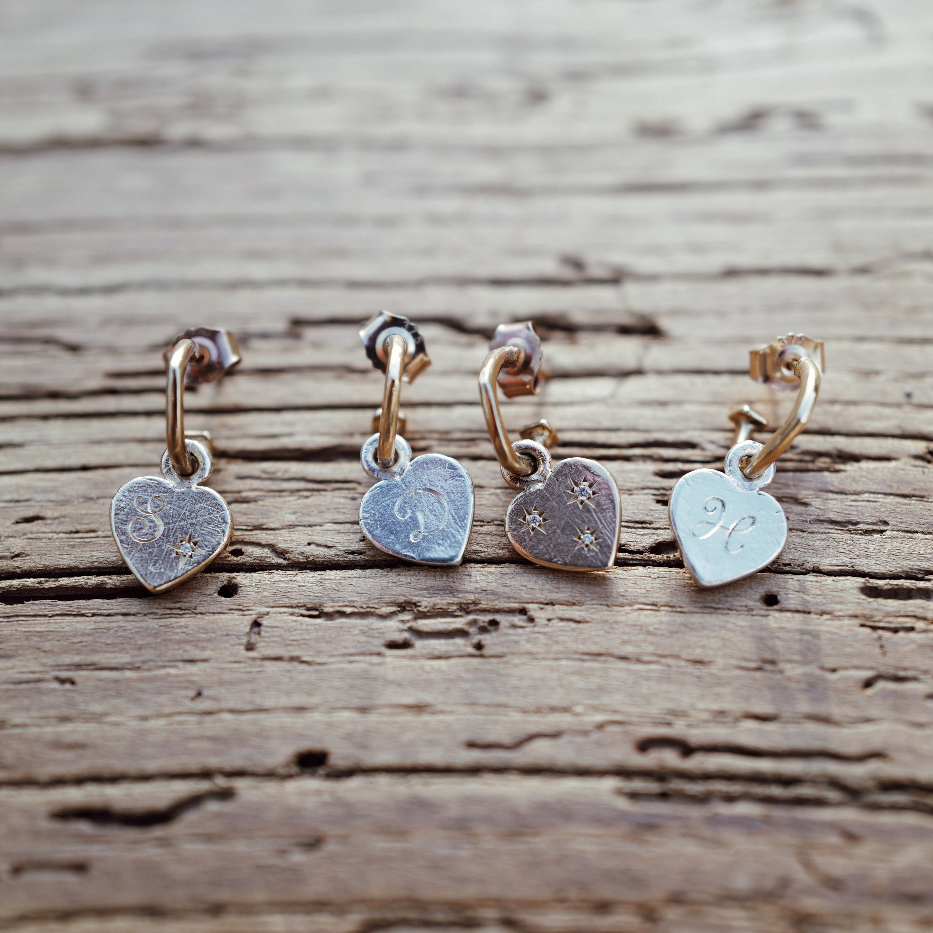 Gold Trio Diamond Midnight Keeper's Heart Earring Charms