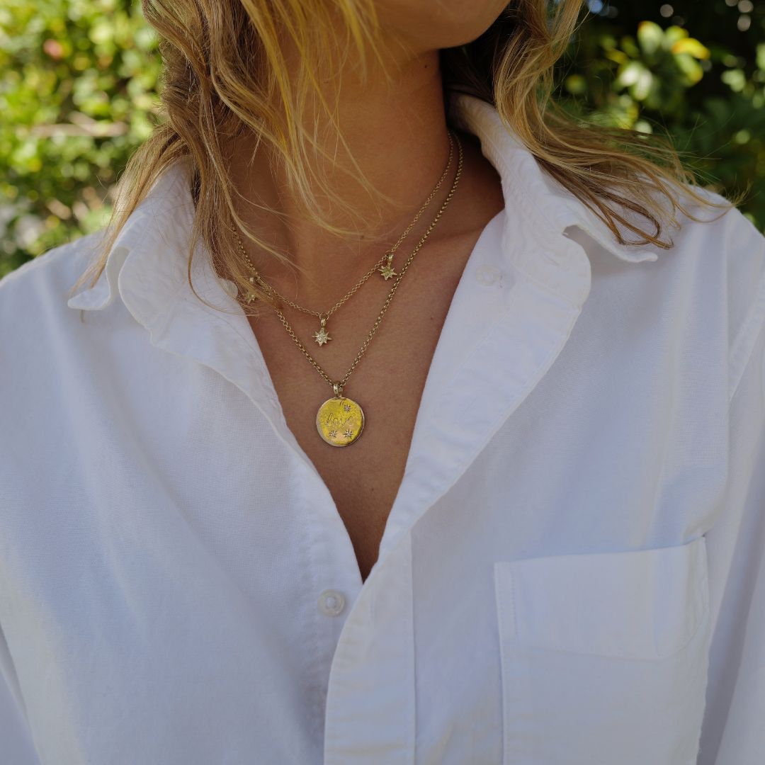Gold Trio Diamond Midnight Moon Necklace