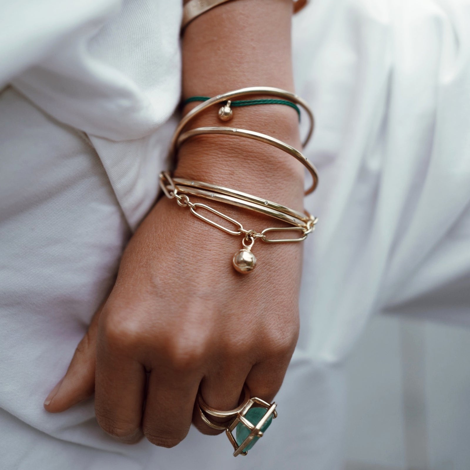 Gold DD Tennis Ball Chain Bracelet