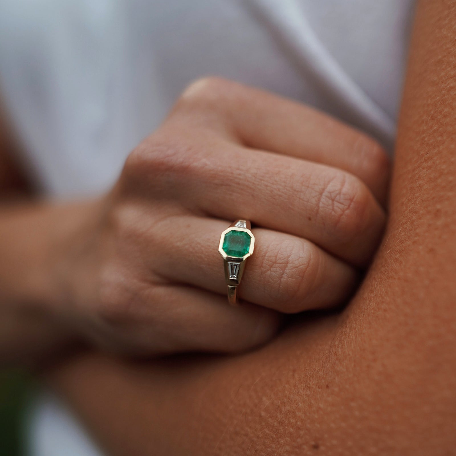 MEILIN Gold Emerald & Diamond Ring