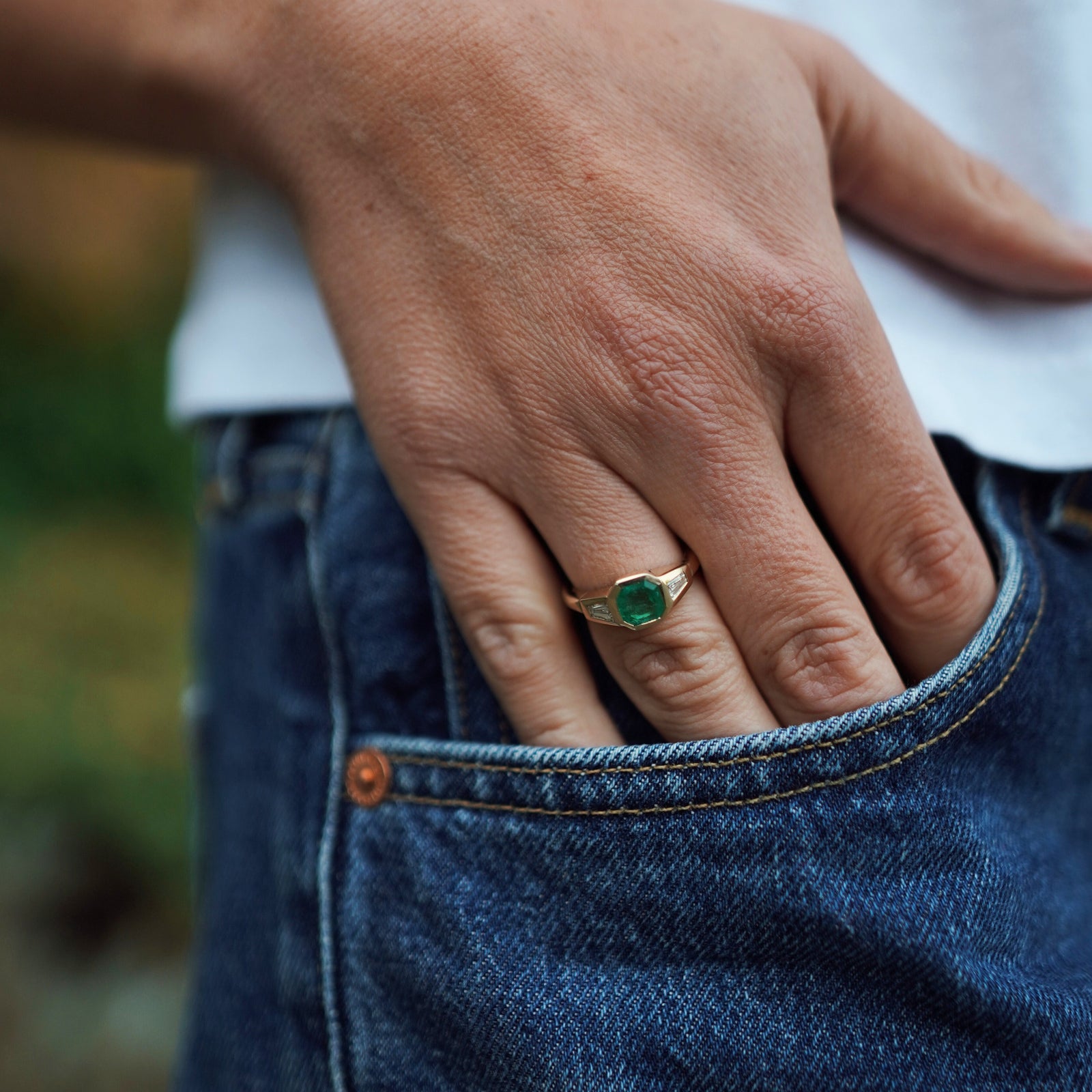 MEILIN Gold Emerald & Diamond Ring