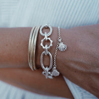 Silver Trio Scallop Shell Chain Bracelet