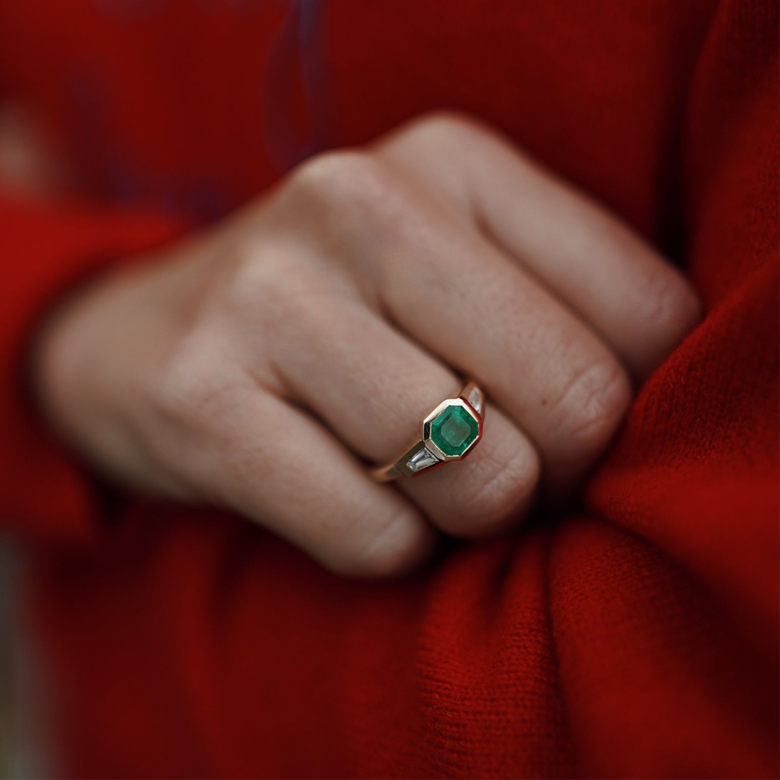 MEILIN Gold Emerald & Diamond Ring