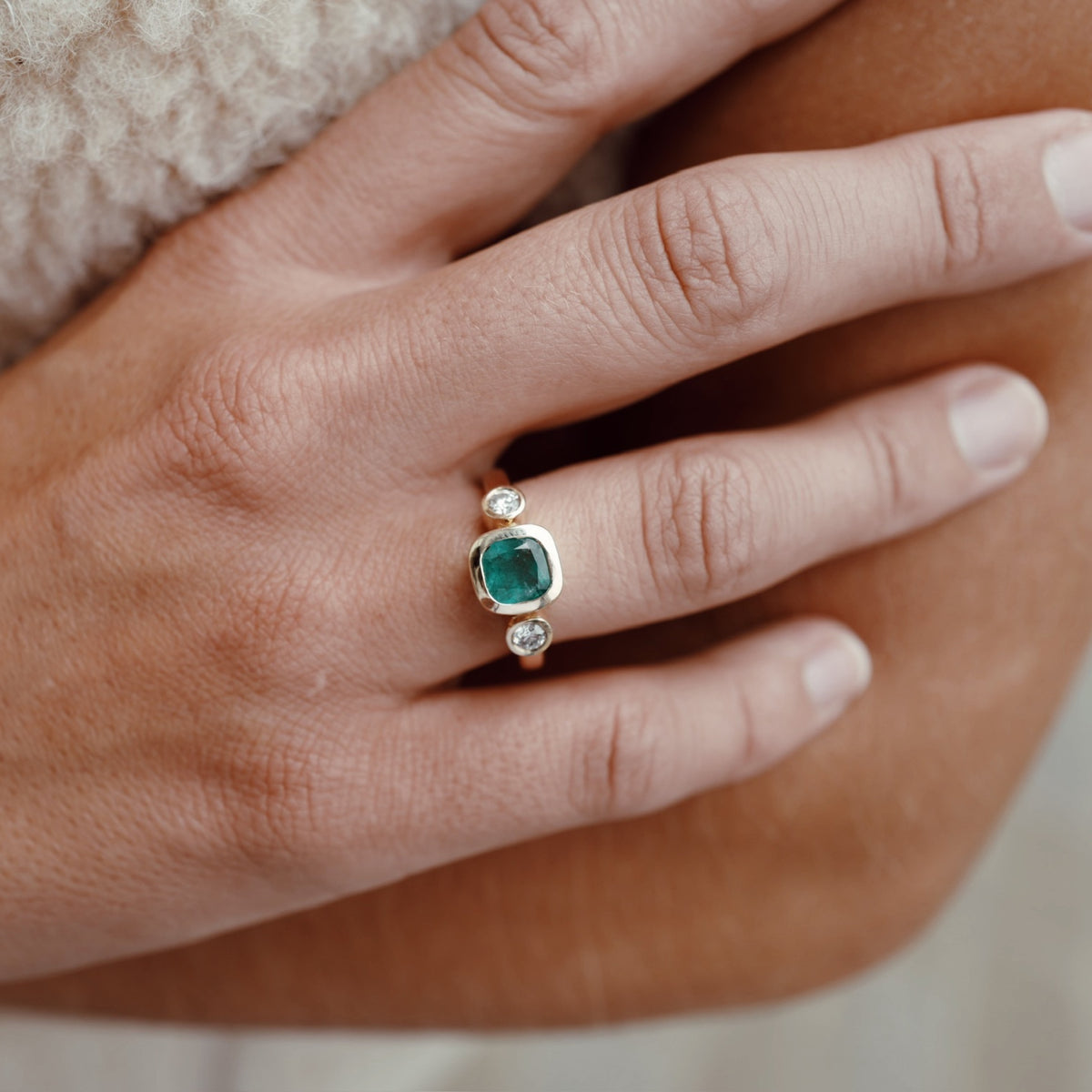 VERDELLA Gold Emerald & Diamond Ring