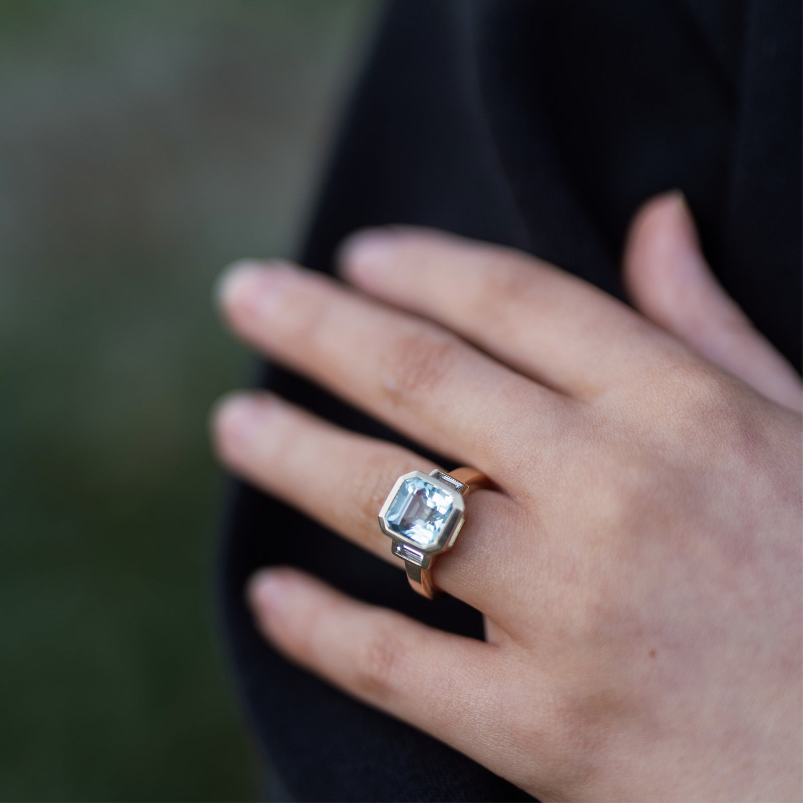 AZURA Gold Zimbaqua Aquamarine & Diamond Ring