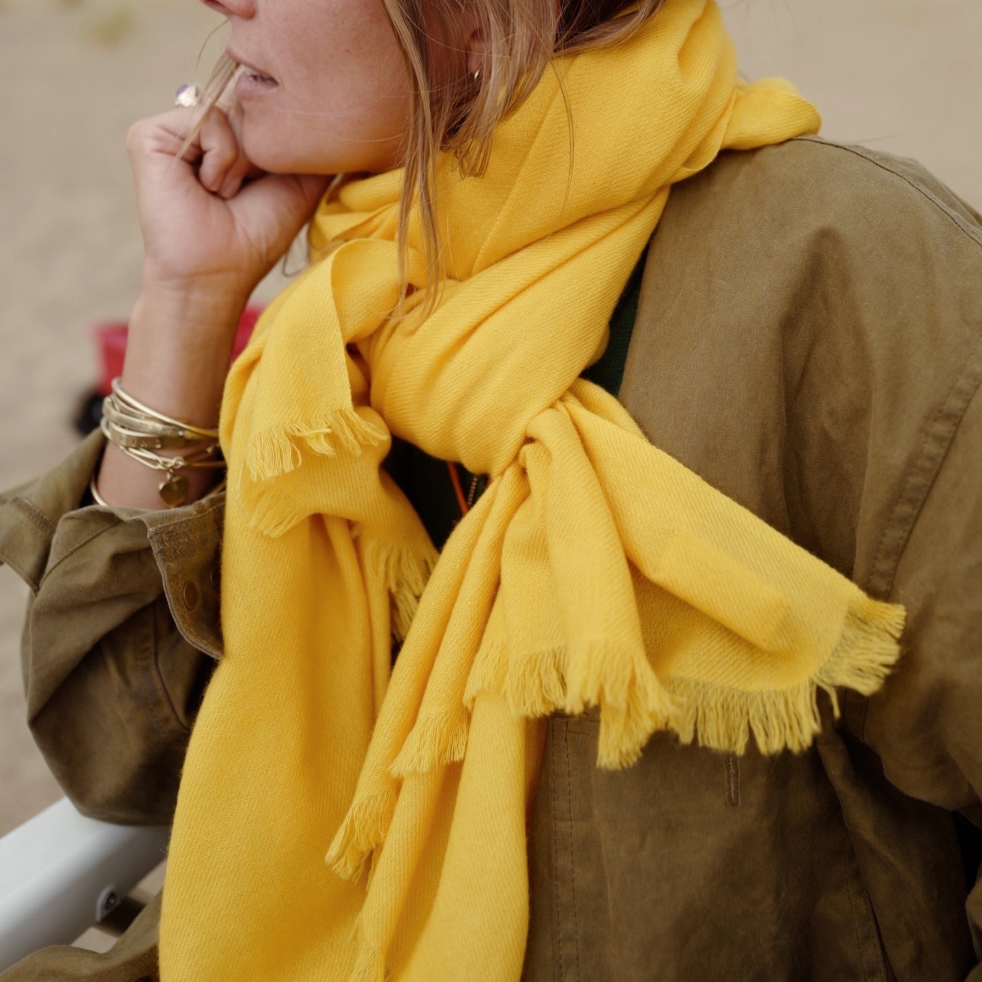 DD Yellow Cashmere Scarf