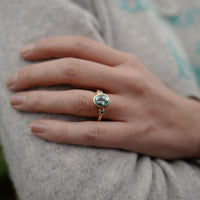 DAMLA Gold Aquamarine &  Diamond Ring